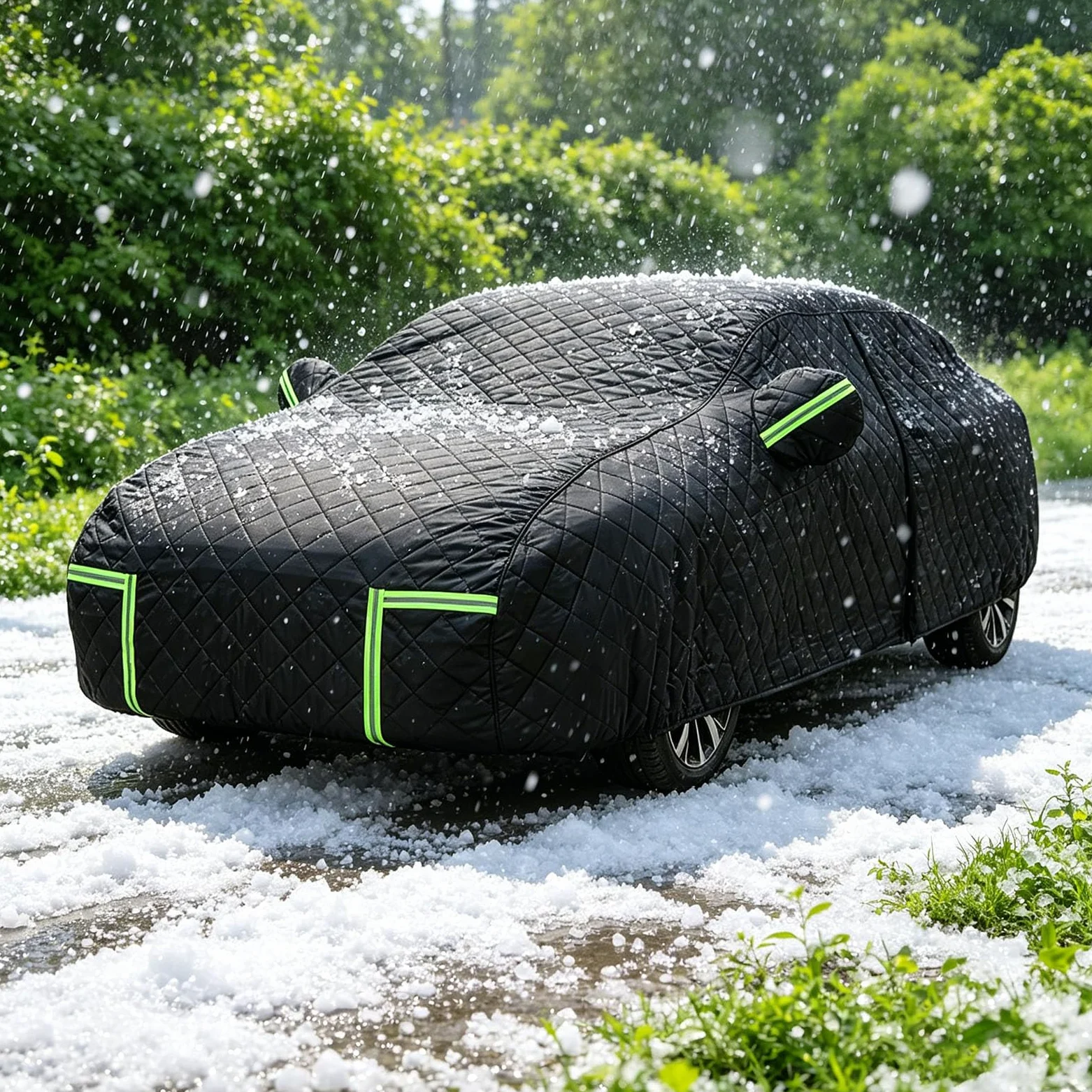 Funda Coche Antigranizo para Peugeot e-5008 (2024-2026) Espesado de 7 Capas, Forro Suave, Transpirable, Antiviento, Impermeable, Tejido Oxford, Anti-UV, 4 Estaciones