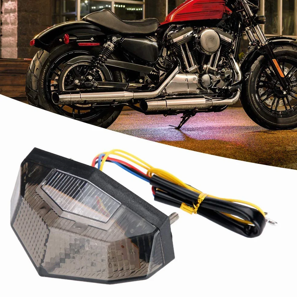 Yctze Lámpara de cola LED modificada para motocicleta, luz de advertencia de luz trasera Luz trasera con señal de freno