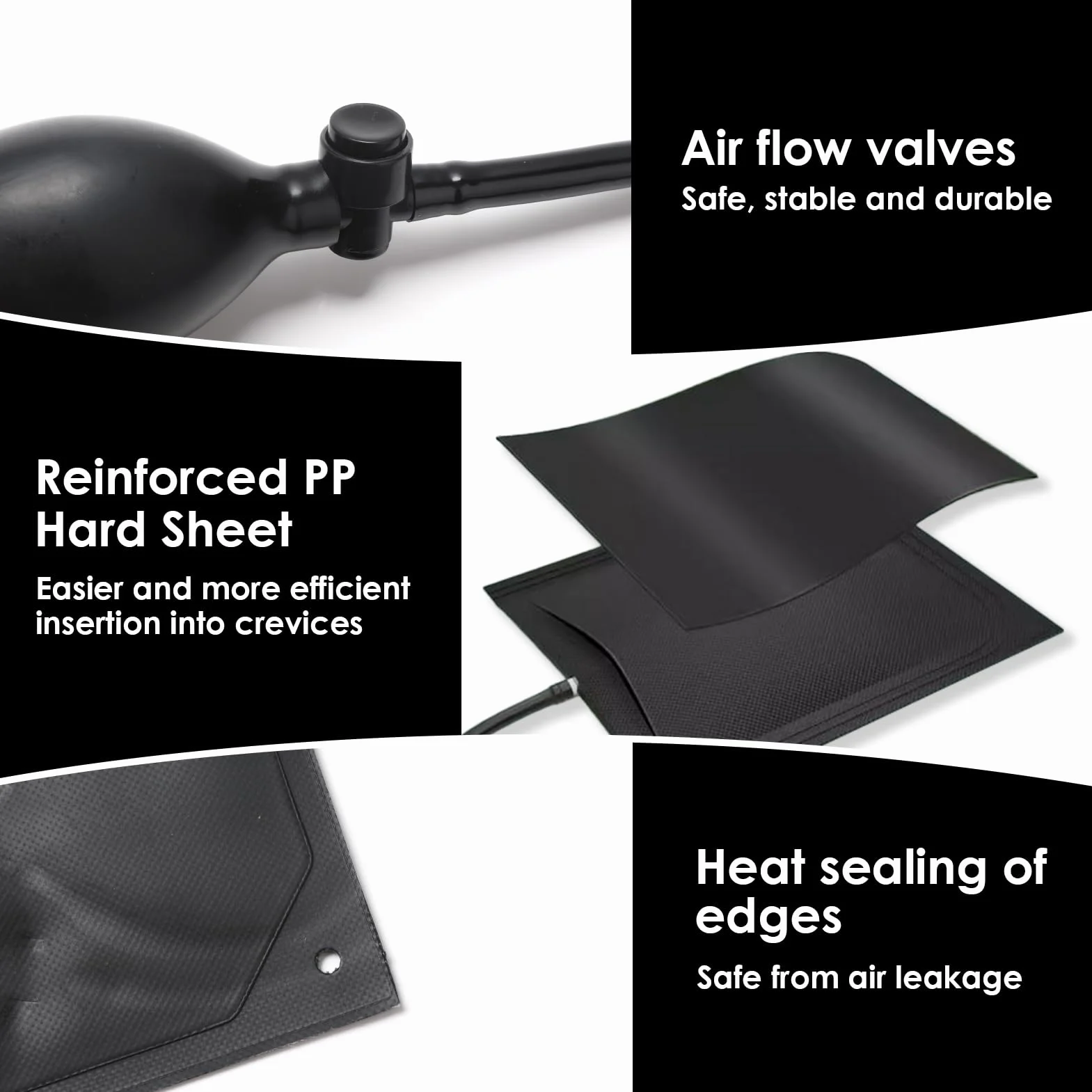 Cuña de Aire Hinchable Bomba 2Pcs, Air Pump Wedge, Ventanas y Reparación de Automóviles, Capacidad de Carga de 200 KG, Herramienta de Elevación y Alineación para Instalación de Puertas