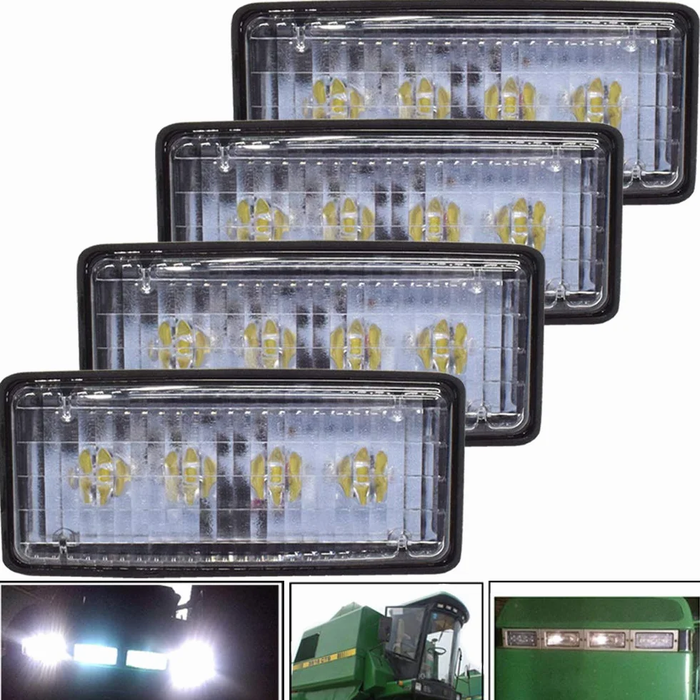 Foco LED Tractor para Deere Luces Tractor Agricola 20W 12V 24V Faro LED Flood Antiniebla Rectangular Impermeable 4Pcs