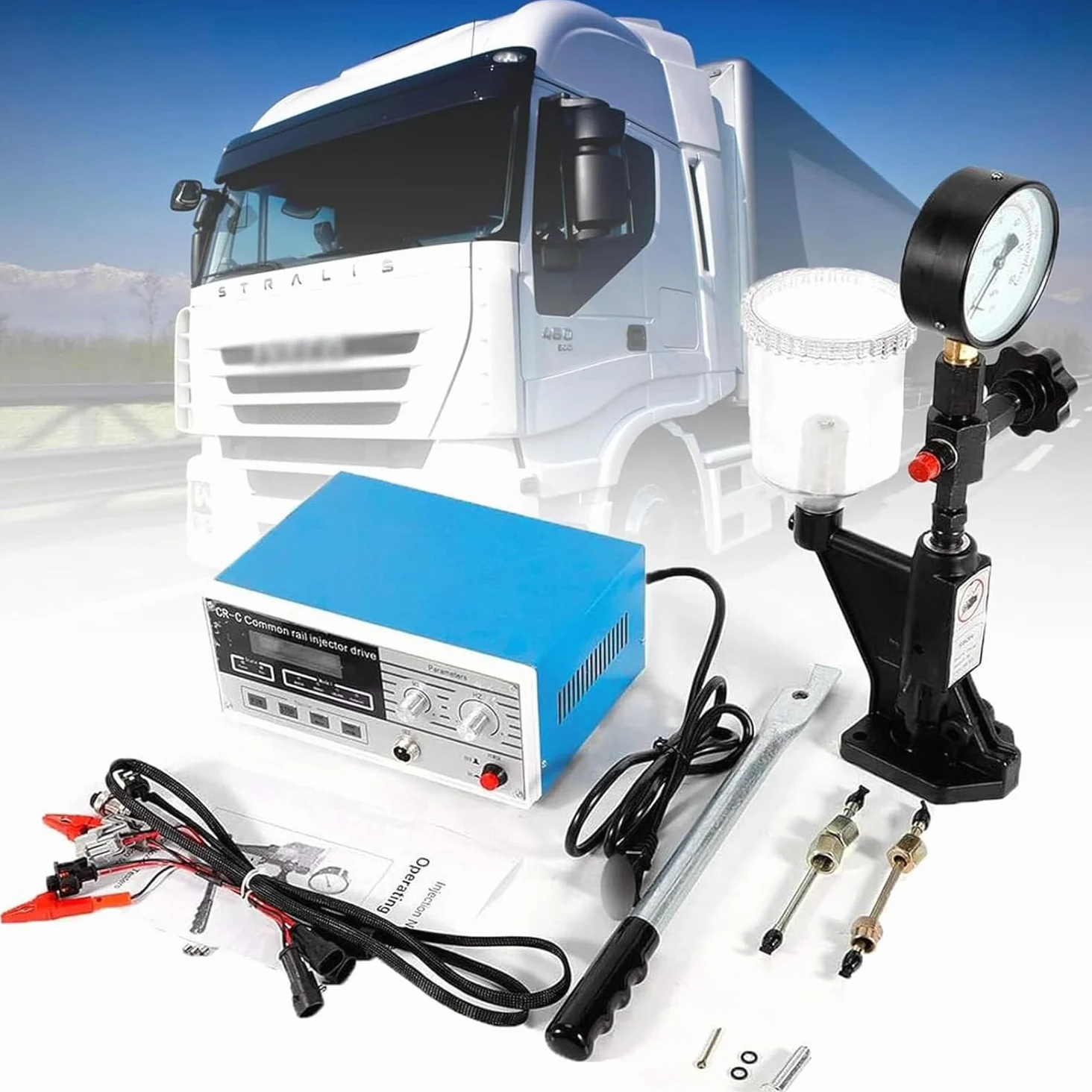 Kit Comprobador Inyectores Common Rail, Comprobador Inyectores Diésel 600 Bar Y 8000 Psi Cr-C, Herramienta De Reparación De Inyectores Electromagnéticos Para Accionamiento Diésel