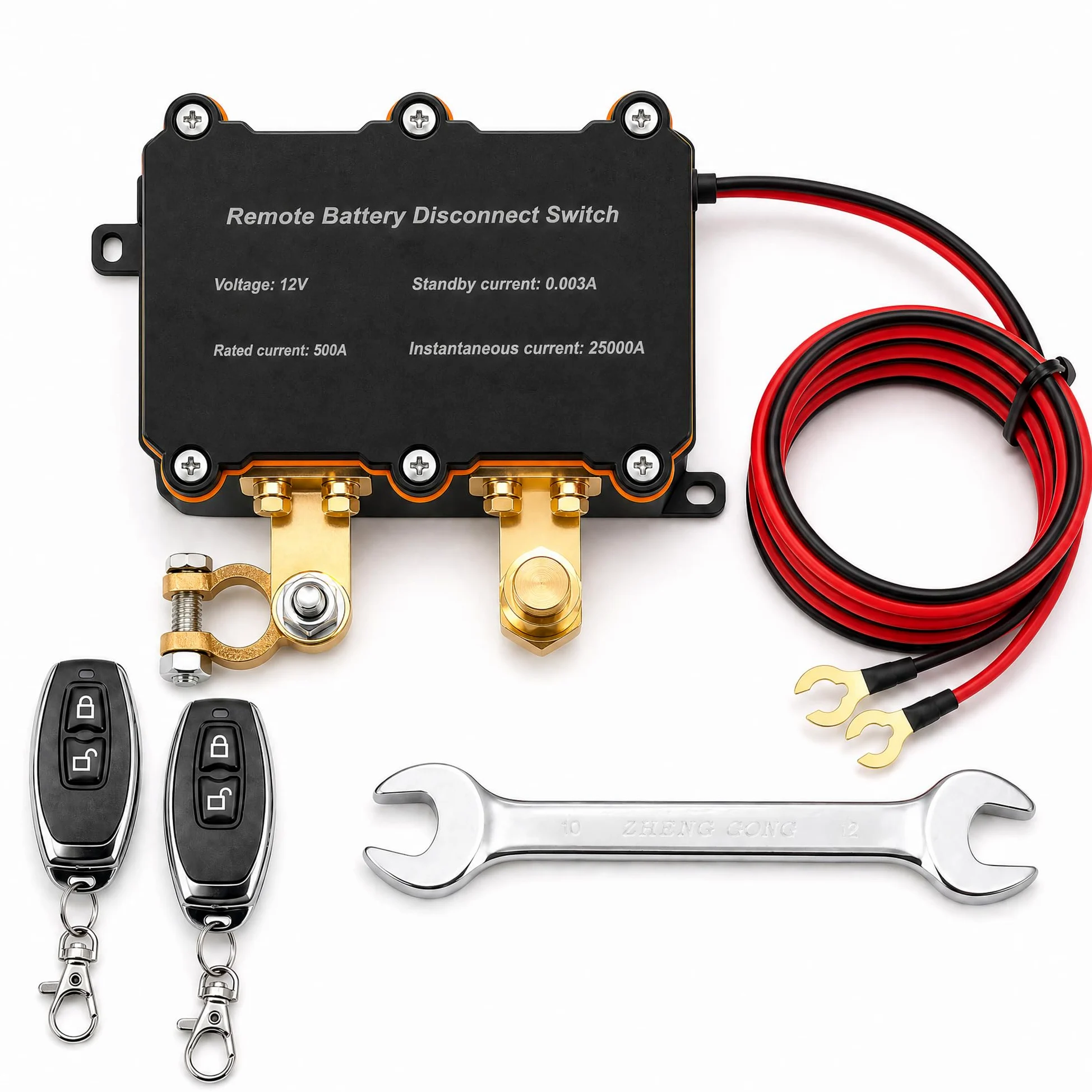 A ABSOPRO Interruptor De Batería Inalámbrico 12V 500A Con 2 Llaves Para Auto RV Camión Bote ATV UTV Camper Anti-Robo Apagado Remoto