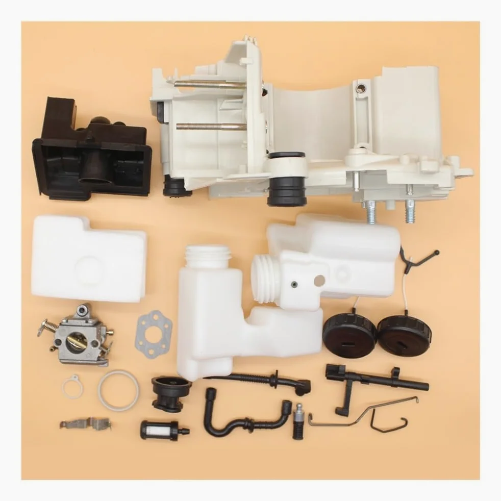 Cárter, Carcasa del Motor, carburador, Filtro de Combustible, Kit Aceite Compatible con MS180, MS170, 018, 017, Motosierra Gasolina, Piezas plástico