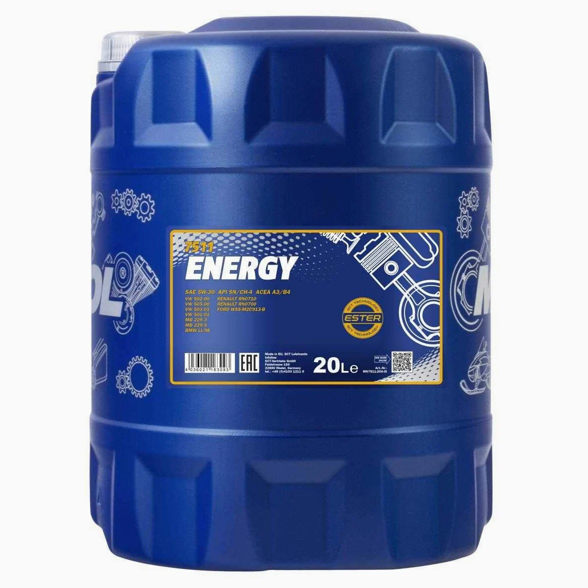 20 L de aceite de motor MANNOL Energy 5W-30 4x Motor Doctor ADDITIV