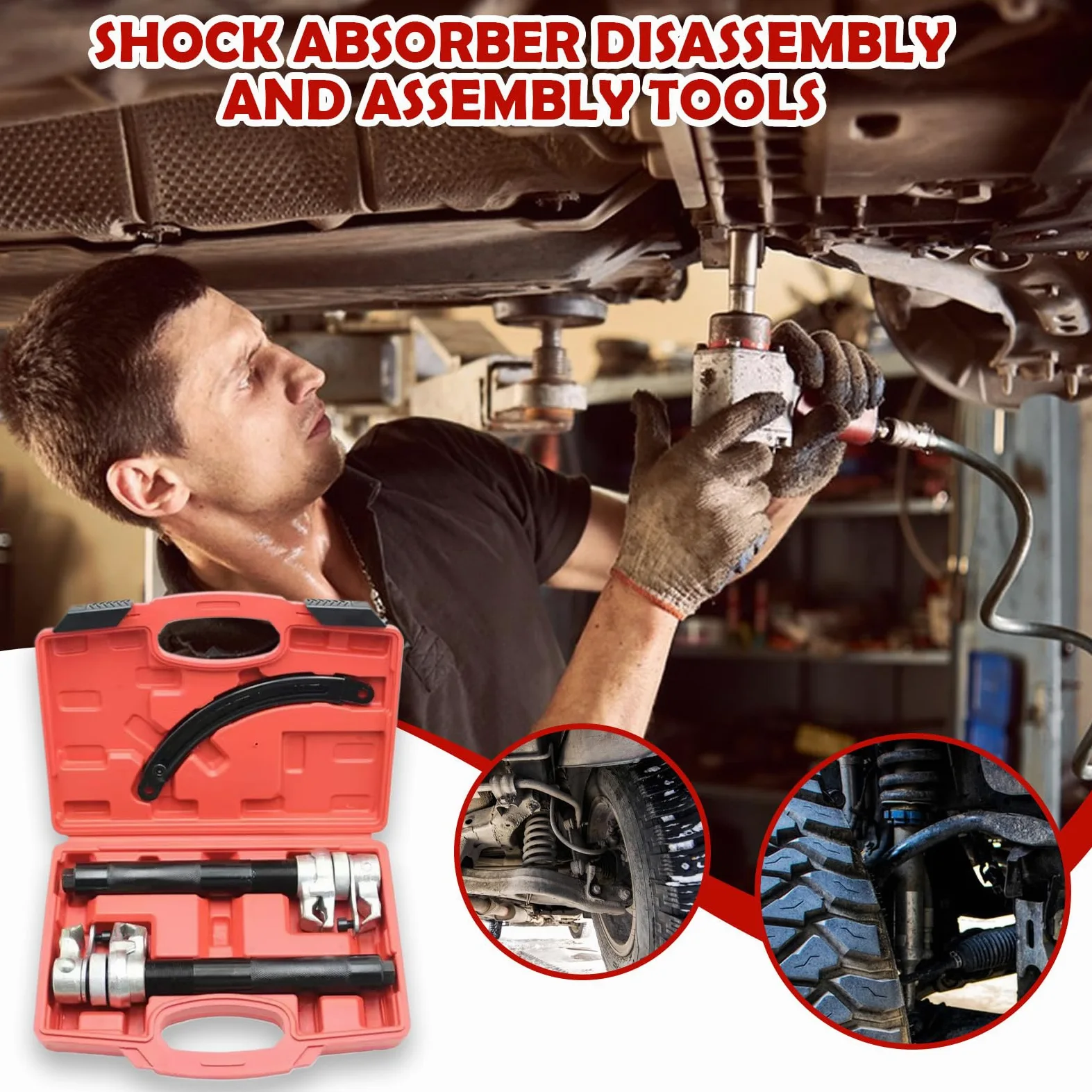 Compresor De Muelles Automoción Kit De Compresión De Resortes Para | Herramientas de Montaje con para Componentes de Frenos, Motor, Remolque y Dirección