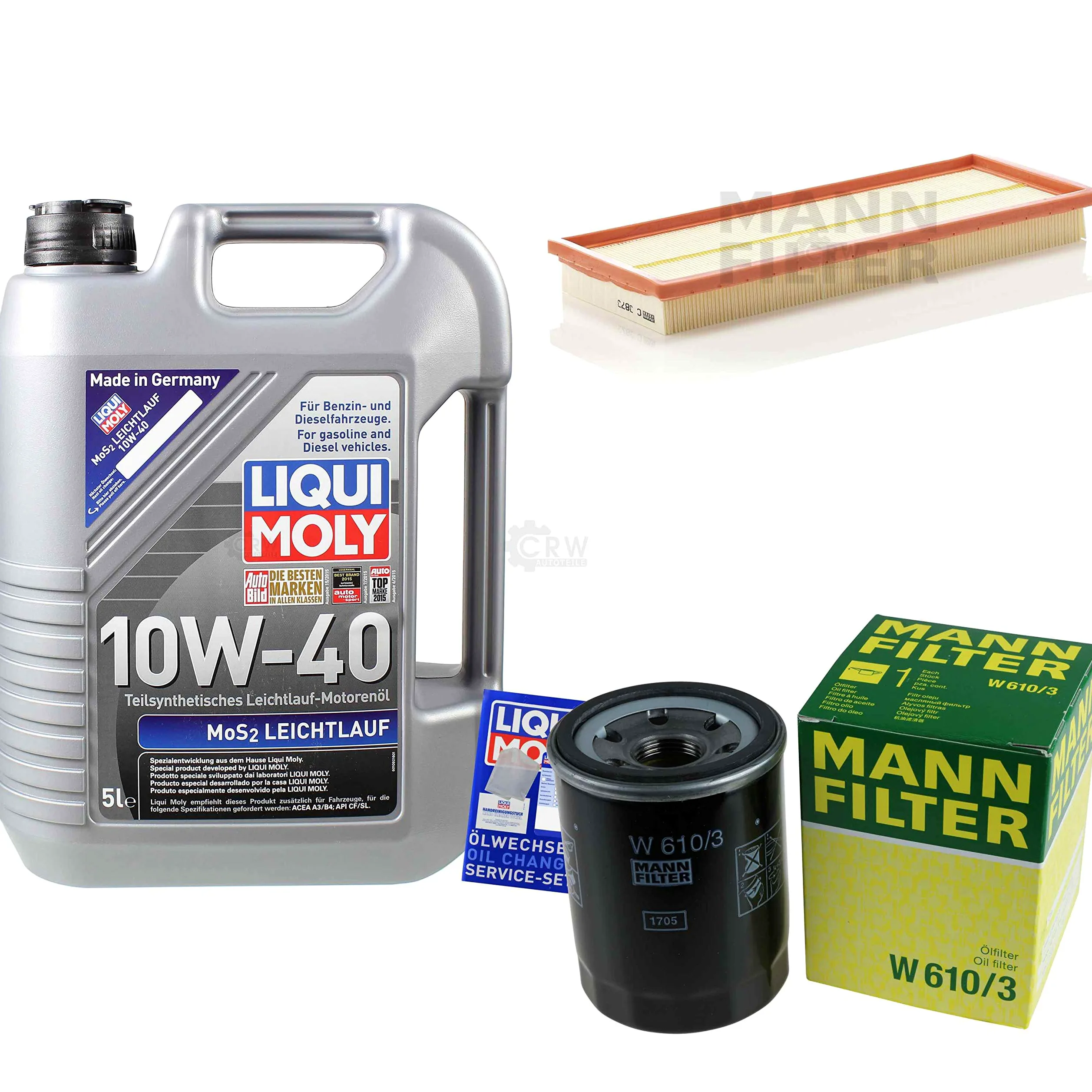 Juego de filtros de 5 litros de aceite de motor MoS2 de marcha suave, 10 W-40, filtro de aire, filtro de aceite