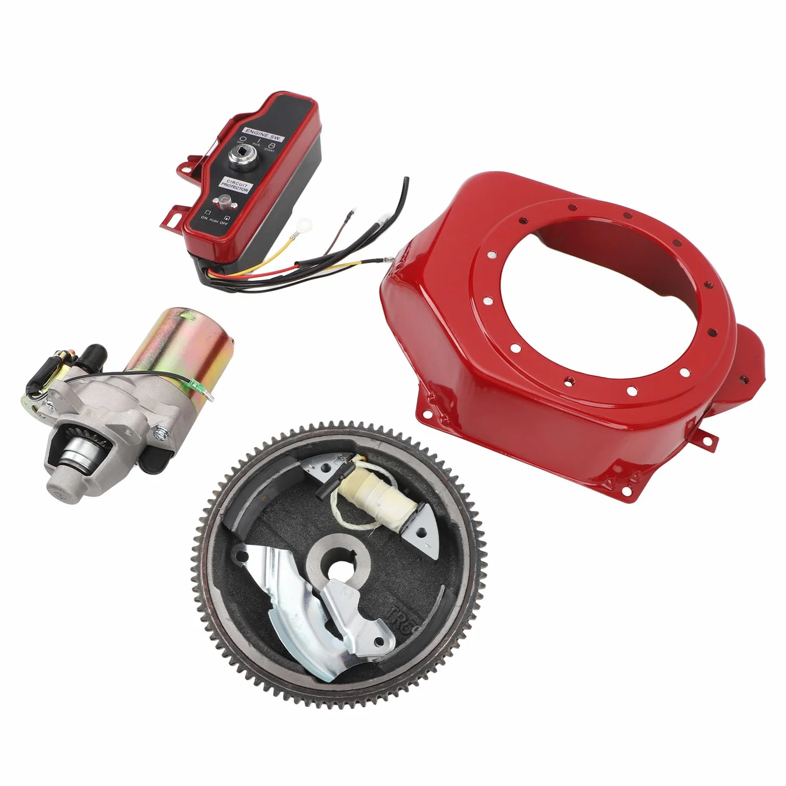 Tapa de Motor de Arranque Gx160 Motores de 4 Tiempos GX200 - Motor de Arranque CompletoCaja de Encendido Tapa de Volante Kit de de Eléctrico de Volante de Encendido