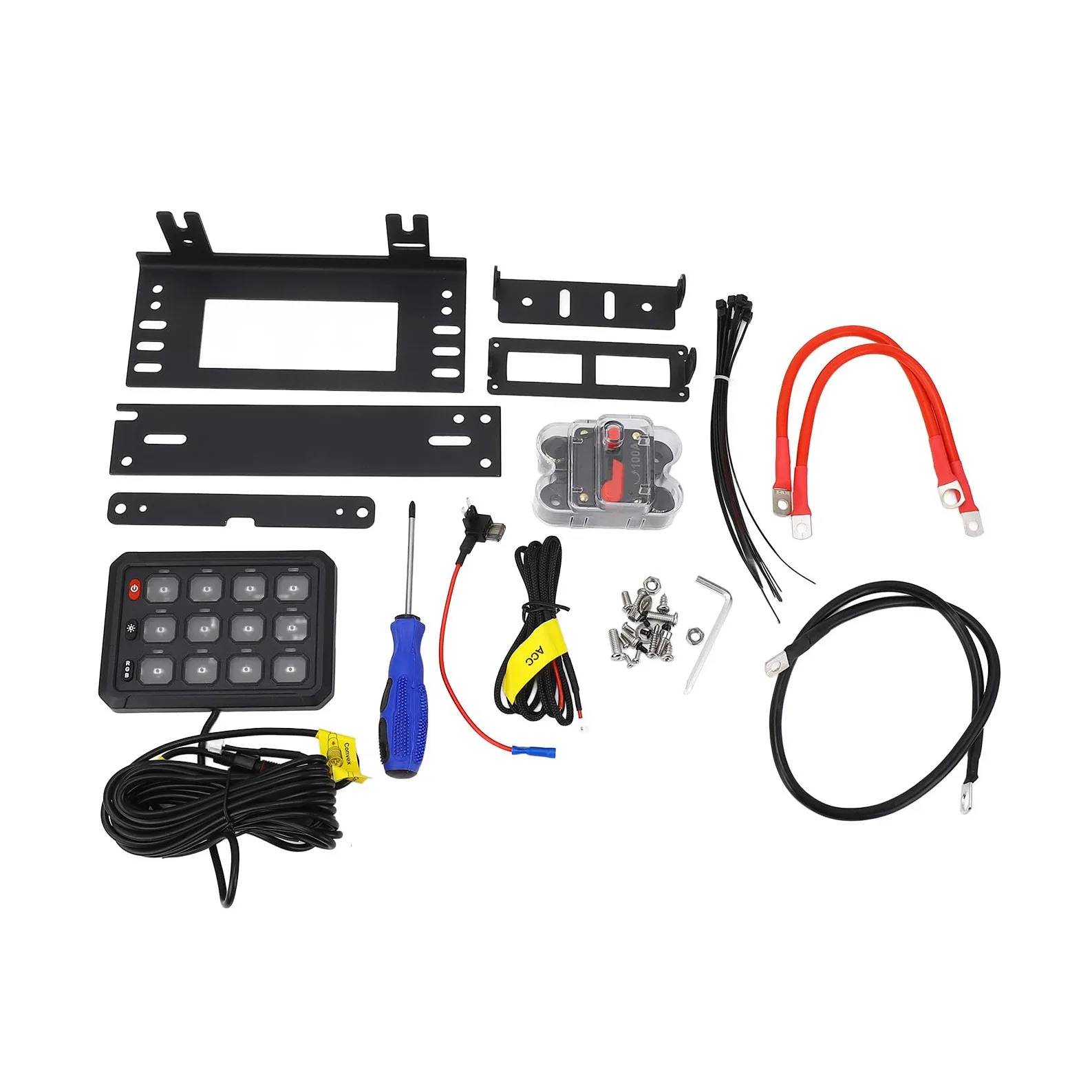 Fockety Panel de Interruptores de 12 Bandas, Interruptor de Palanca Multifunción de 12 V 24 V, Caja de Sistema de relé de Control de Circuito Momentáneo para Camión, RV, Todoterreno,