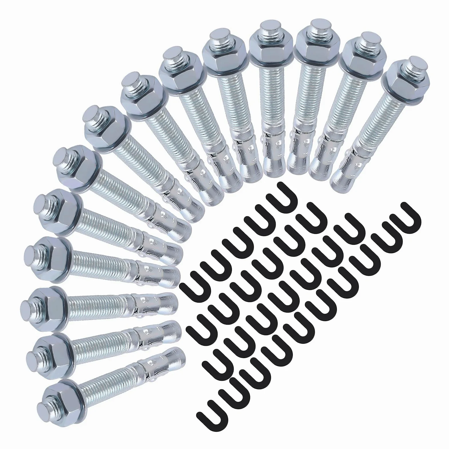 maXpeedingrods Kit de instalación de elevación de coche, paquete de 16 pernos de anclaje de cuña de 5-1/2 x 3/4 pulgadas + kit de 30 cuñas