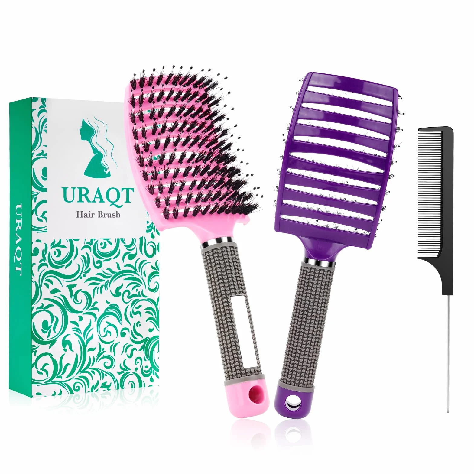 Cepillo Cerdas Jabali 2pcs Peine Pelo Rizado Antitirones Desenredante Secado Rápido