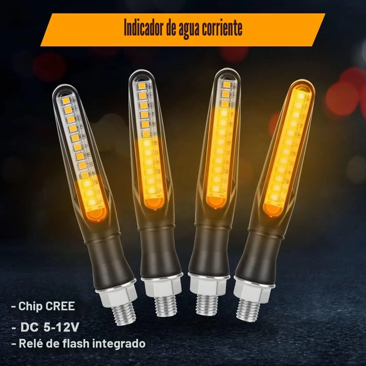 URAQT 4 indicadores de motocicleta, modo de flujo intermitente, luces indicadores de torneado de motocicleta, 12 V 12 LED universales impermeables para Scooter Quad Cruiser Off Road