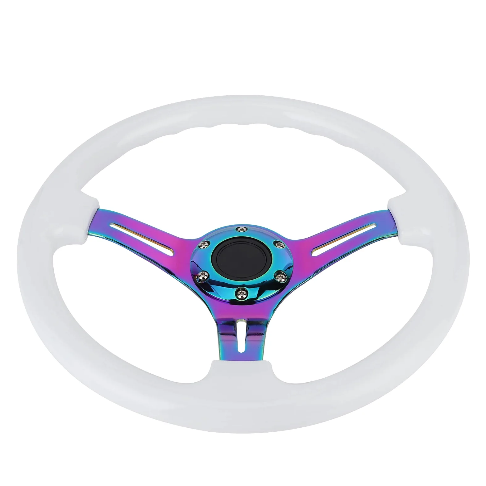 Aramox Volante de Carreras de 14 Pulgadas ABS y Acero Rueda de Deriva de 6 Orificios Reemplazo de Ajuste Universal de 350 Mm con Agarre Mejorado Radios Coloridos para la Mayoría de los Vehículos y