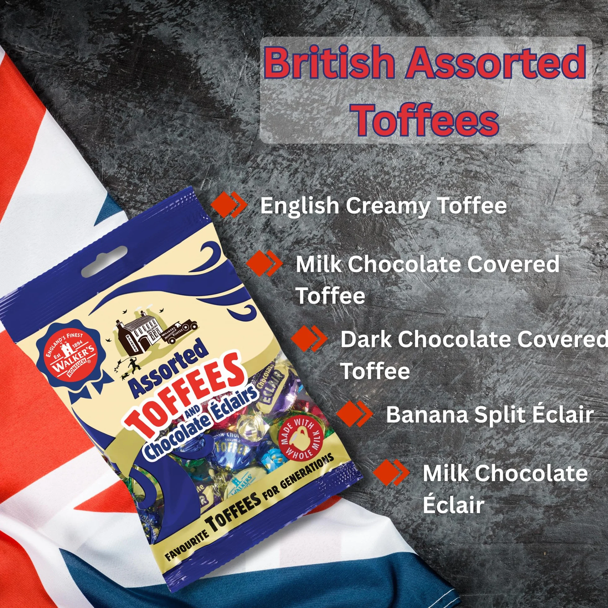Walkers Assorted Toffees and Chocolate Eclairs Bag 150g