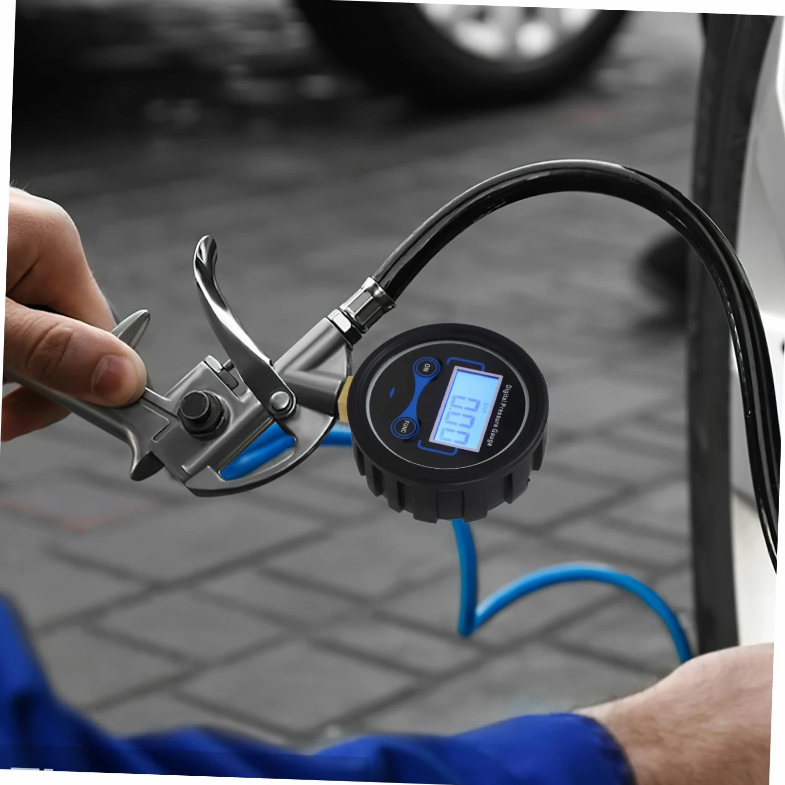 MAGICLULU 5 Piezas Manómetro De Pantalla Digital Monitor De Presión De Coche Medidor De Presión De Aire De Neumáticos Auto Con Medidor De Presion De Neumaticos Herramienta Negro El Plastico