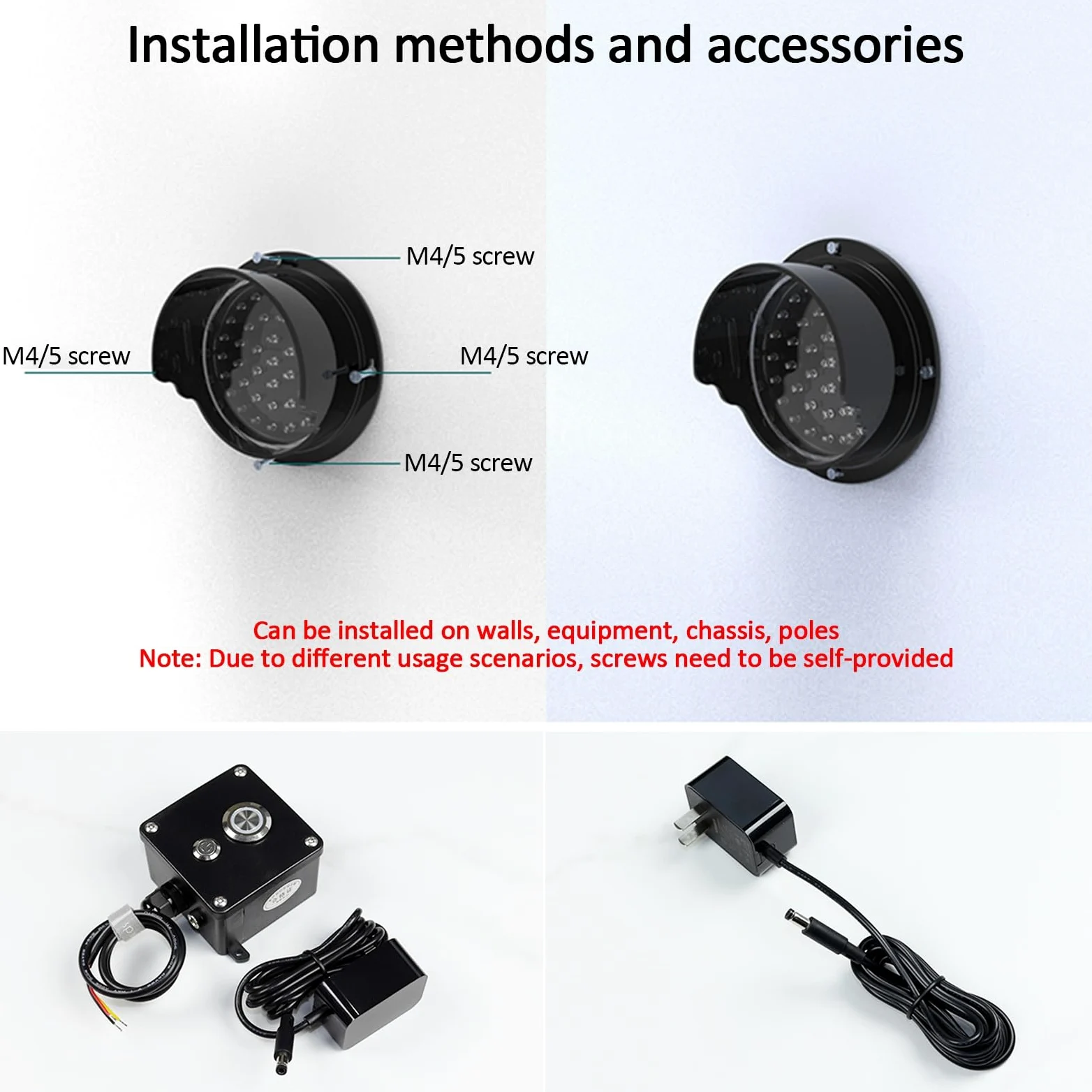 Semáforo, Luz de Freno, Luz de Señalización LED, Carcasa de PC, Impermeable IP67, Control por Botón, para Obras de Construcción y Muelles de Descarga(125mm/5in)