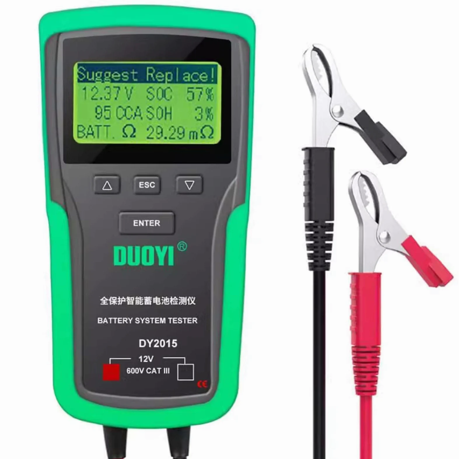 Probador de Carga de Batería para Automóvil de 12V/24V, Probador de Carga de 100-1700CCA, Probador de Alternador Automotriz, Analizador de Batería Digital (12V)