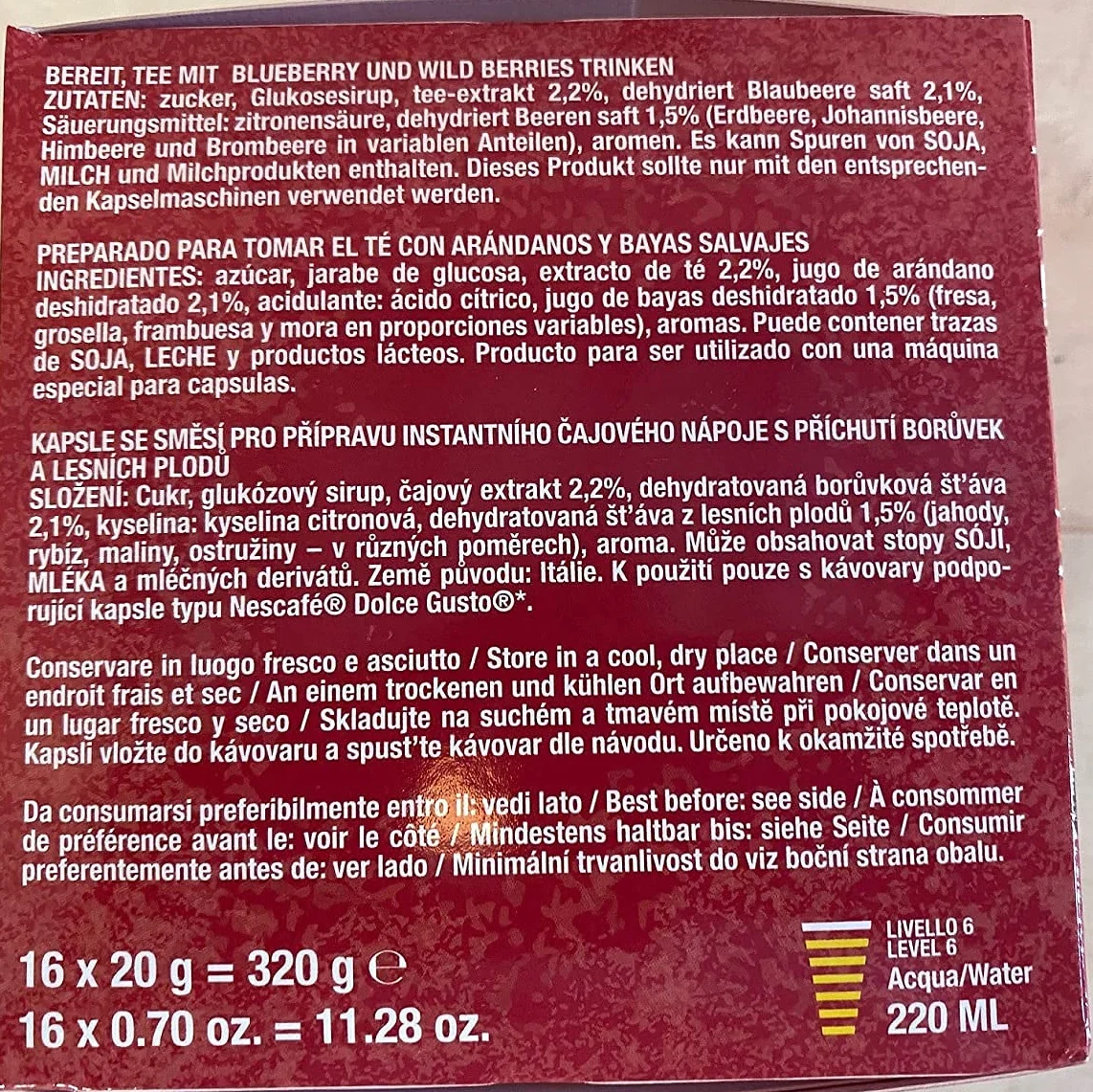 64 Capsulas de Te Helado Dolce Gusto - Degustación 4 Sabores: Te Verde, Frutas del Bosque, Limon, Melocoton