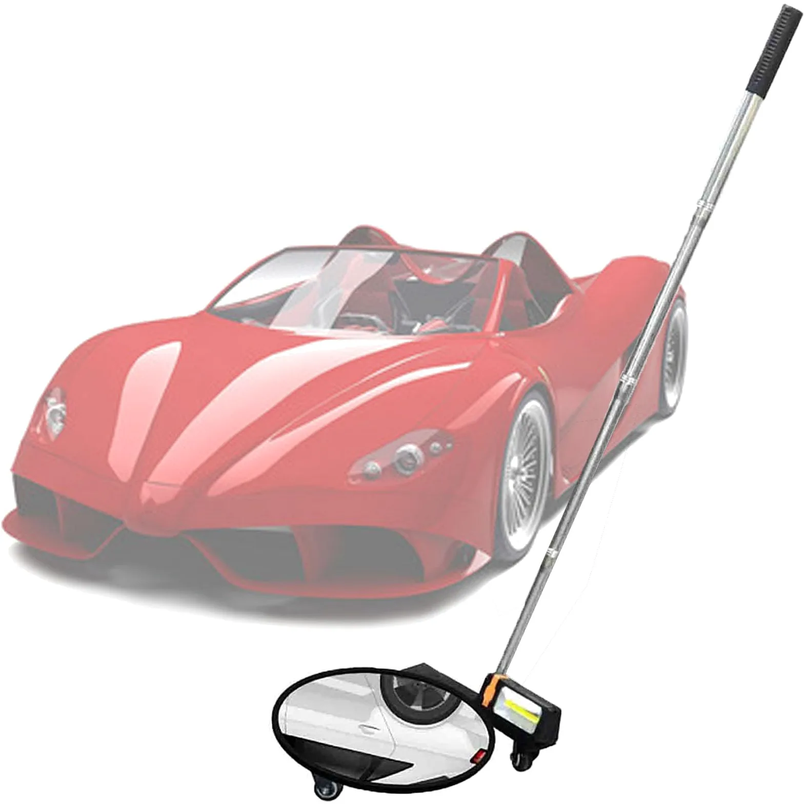 Espejo De Inspección De Bajos con Luz Led, Equipo De Seguridad para Revisión De Bajos De Vehículos con Mango Retráctil Ajustable De 475-1140 Mm Y 30 Cm De Diámetro,