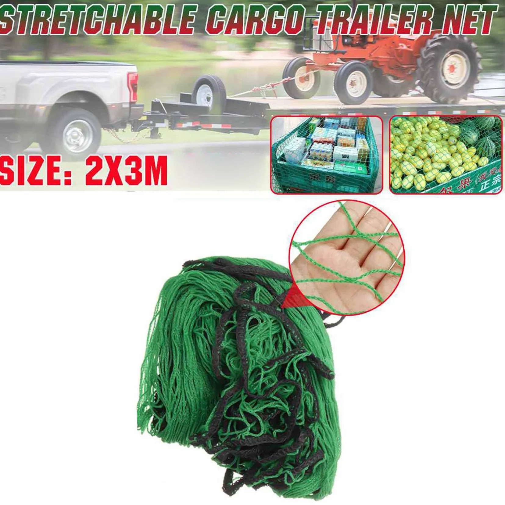 4X Red de Remolque de Carga Estirable para Trabajo Pesado de 2X3 Metros Organizador de Almacenamiento de Maletero de Carga Trasera Soporte de Red para Equipaje Accesorio AutomáTico