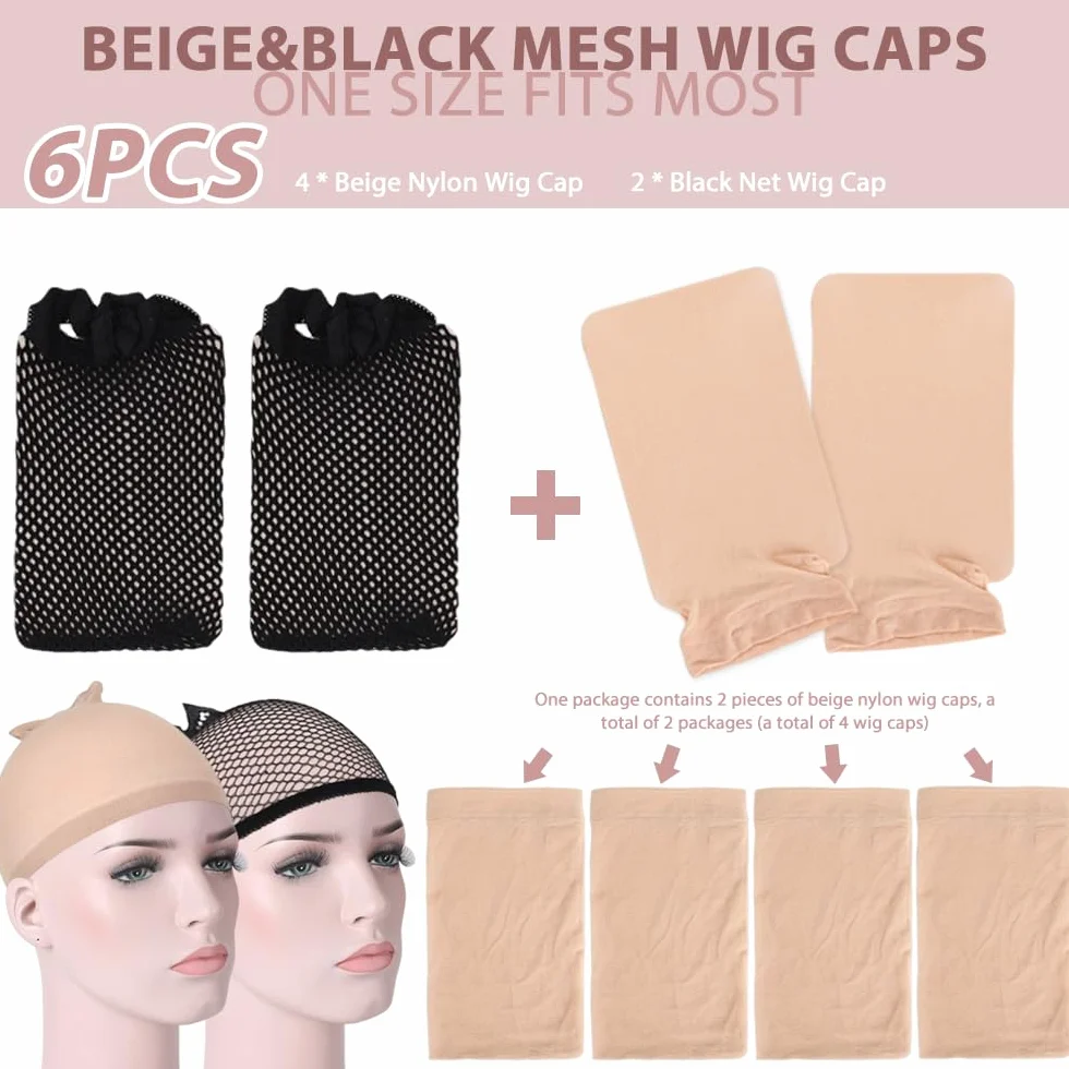 Gorros de Peluca Redecilla Elástico Transpirable Unisex 6 Piezas