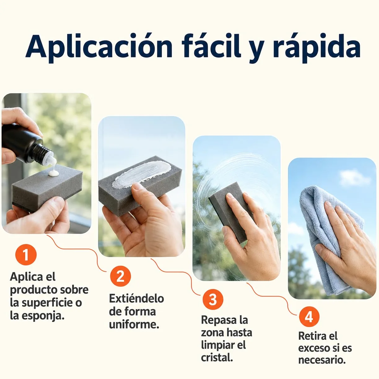Pulimento Cristales Coche, Antilluvia y Antivaho, con Esponja, Pack de 12