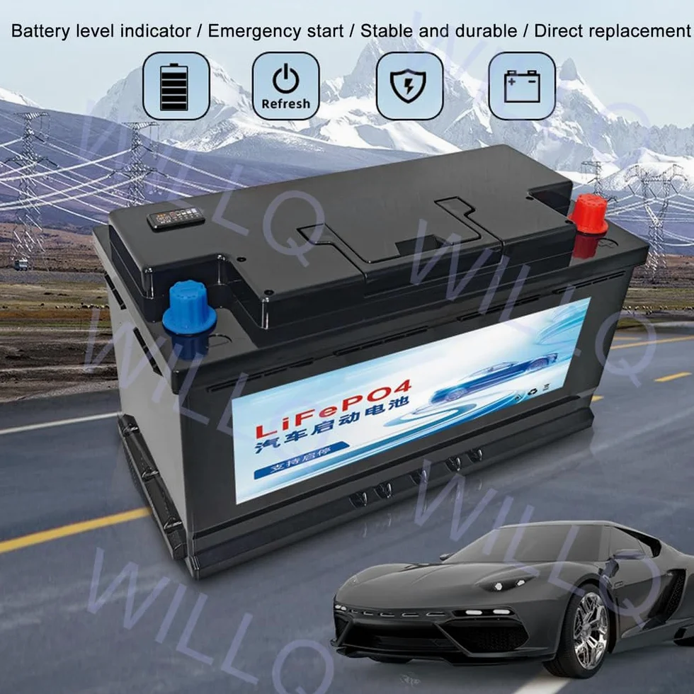 Batería Litio Recargable para automóvil Arranque y Parada 12V 50Ah 60Ah 70Ah 80Ah 90Ah 100Ah 110Ah batería LiFePO4 automotriz de Alto Rendimiento sin Mantenimiento