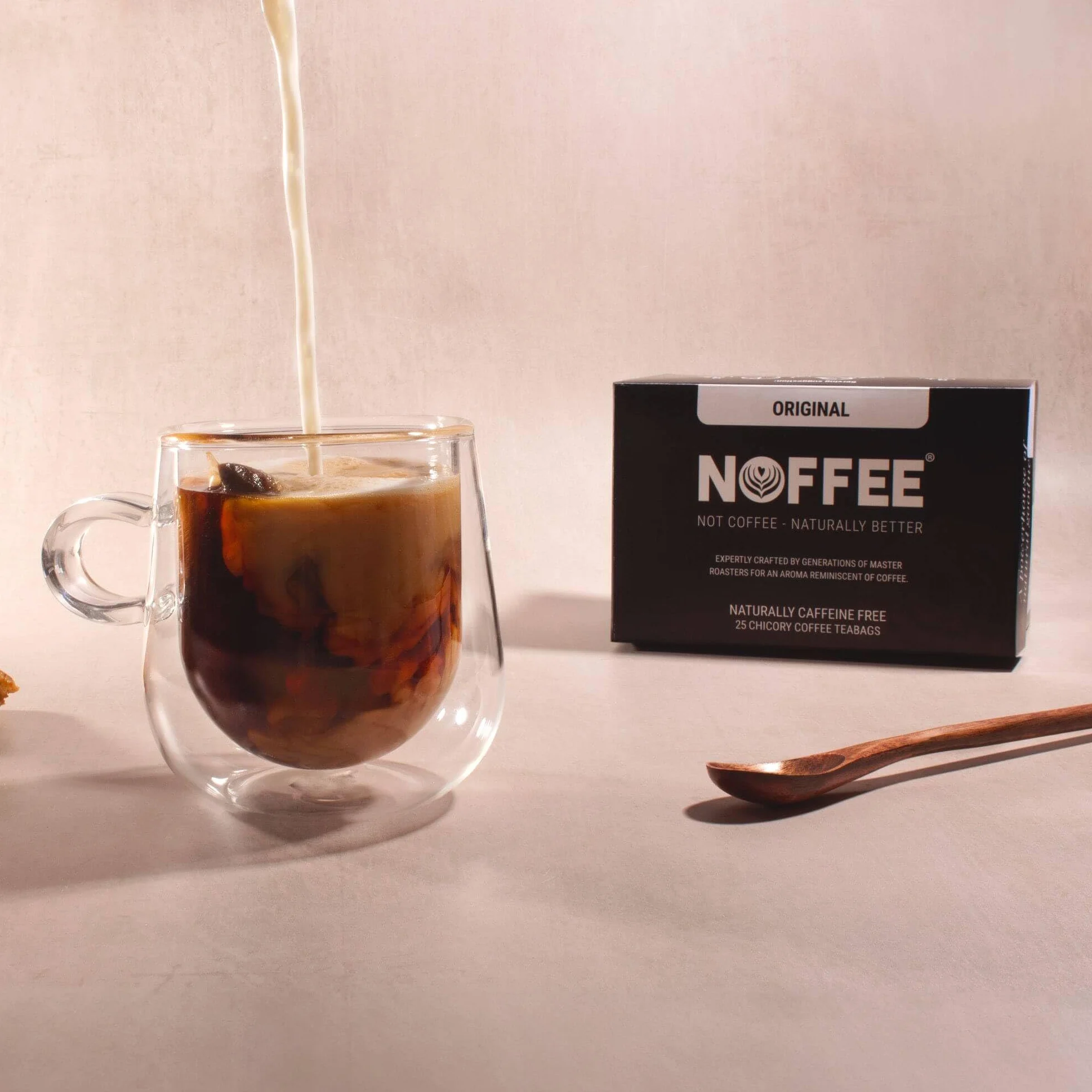Noffee Sustituto de café sin cafeína 25 bolsitas de té de hierbas achicoria tostado sabor intenso