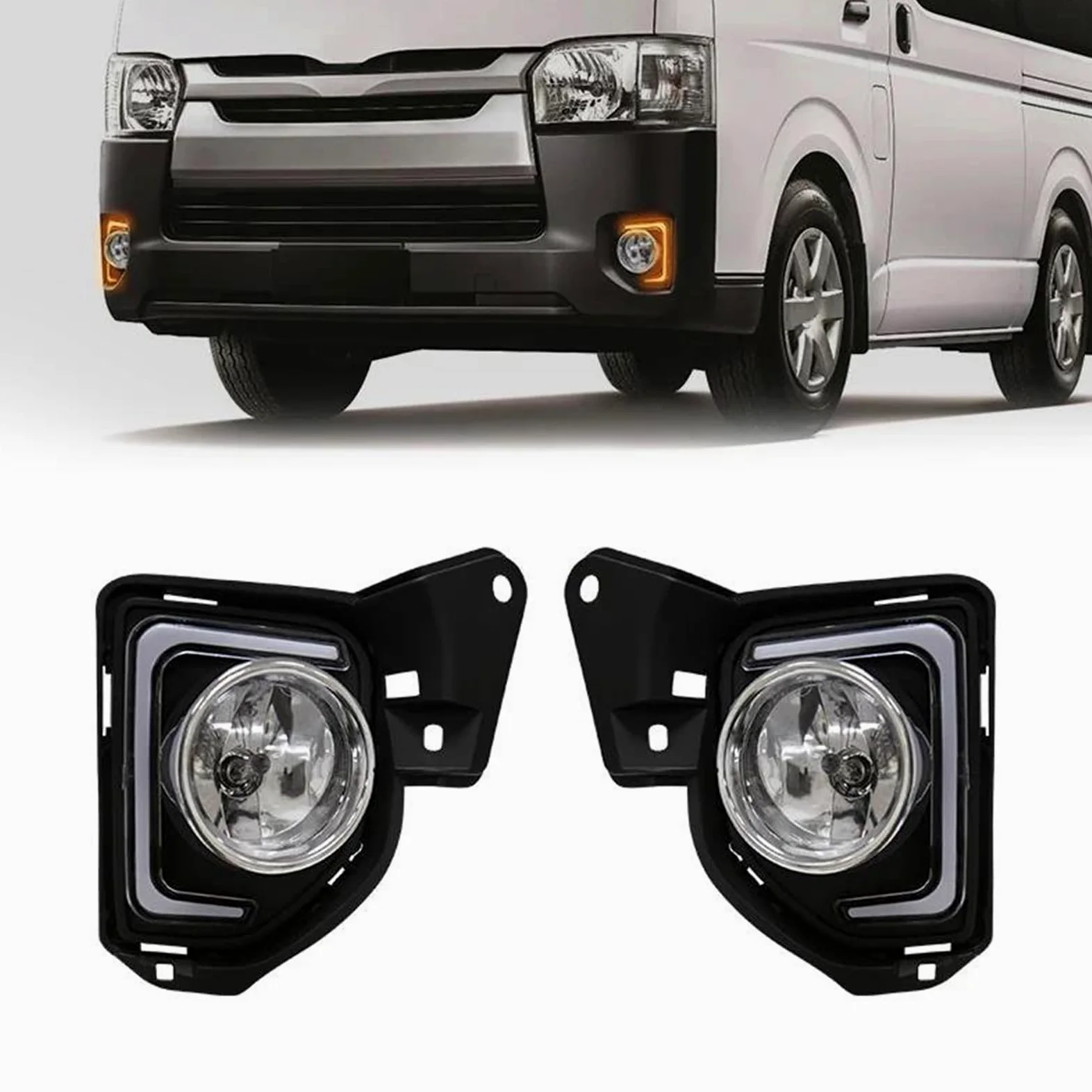 Luz Antiniebla Luces Diurnas LED DRL Conjunto De Faros Antiniebla Para Toyota Para Hiace Commuter 2014-2016 Luces Diurnas Cables Interruptores(DRL)