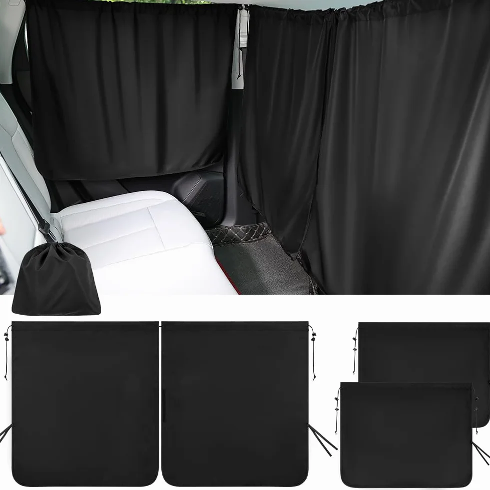 Cortinas Divisorias de Coche, 140*80CM Cortina para Automóvil para Privacidad, Incluye 1 Cortina de Asiento y 2 Cortinas Laterales, Desmontable, Aplicable a Sedán, SUV