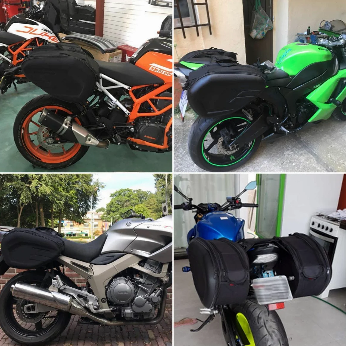 MIHUNTER Bolsas laterales para motocicleta, 36 L-58 L, impermeables, de gran volumen, para asiento trasero, multiusos, ampliables, bolsas de equipaje para moto