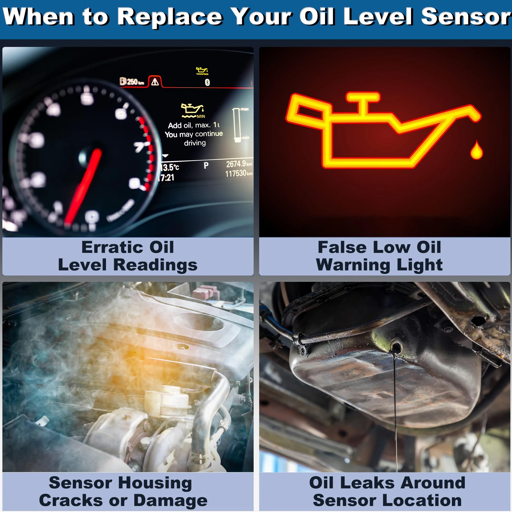 A ABSOPRO Sensor Nivel Aceite Motor, Para Dodge Sprinter 2500 07-09,1pc | Para Dodge Sprinter 3500 2007-2009, Material Metal+Plastico, Reemplaza OE 5137394AB/68183986AA, Instalacion Directa
