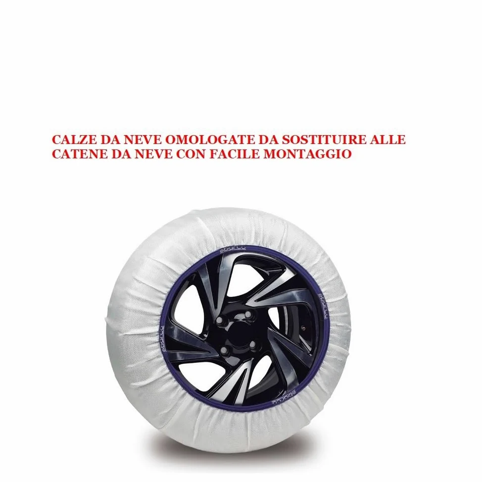 Calcetines DE Nieve para NEUMÁTICOS 275/60 R18 CALZANEVE Tamano XXL para Llantas DE Ruedas DE Coche PAR DE Calcetines DE Nieve Ice EN Tejido HOMOLOGADO SPARCO Silent Snow Socks Cadena DE REEMPLAZO