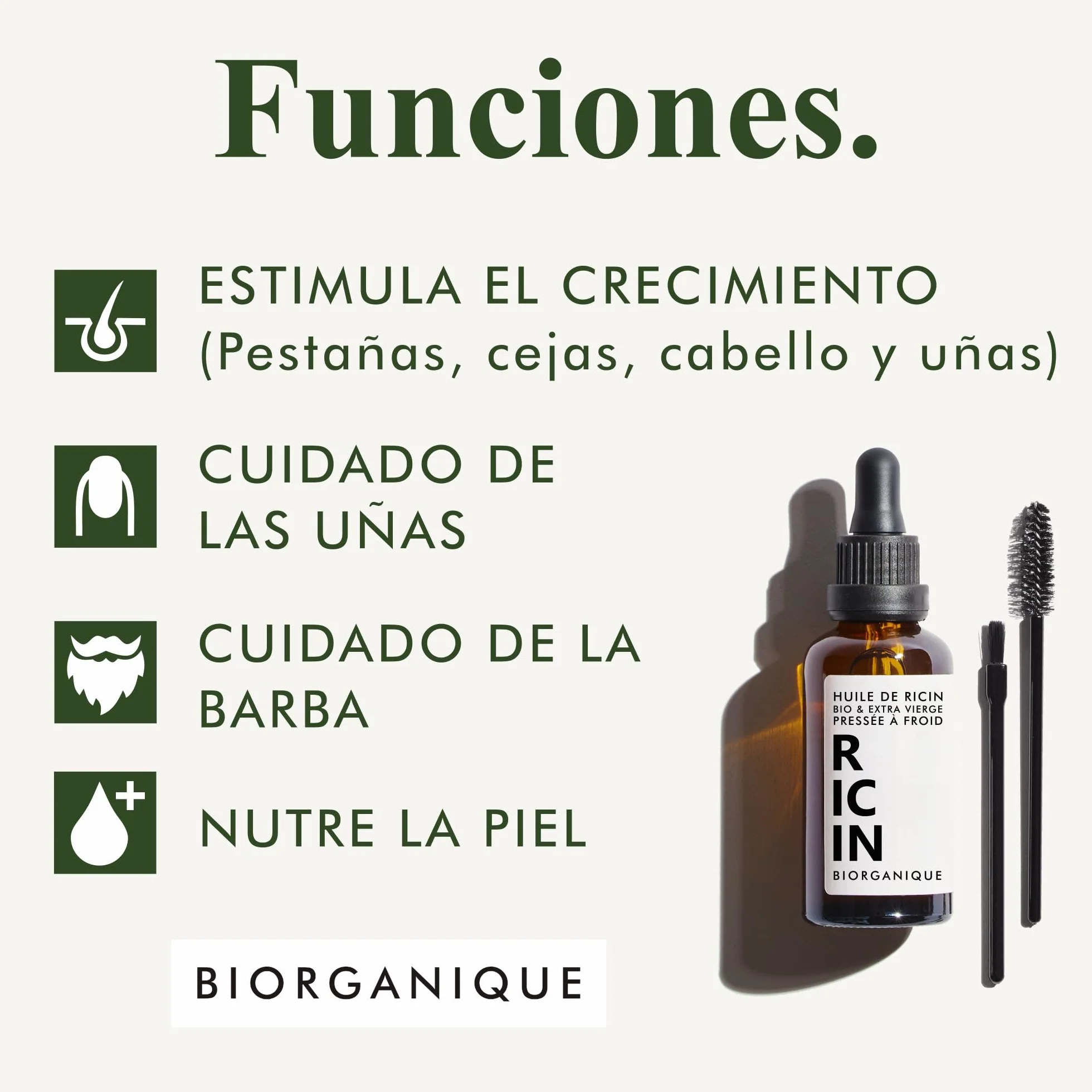 Aceite de Ricino BIO 100% Puro Prensado en Frío 100 ml Vegano Botella de Vidrio