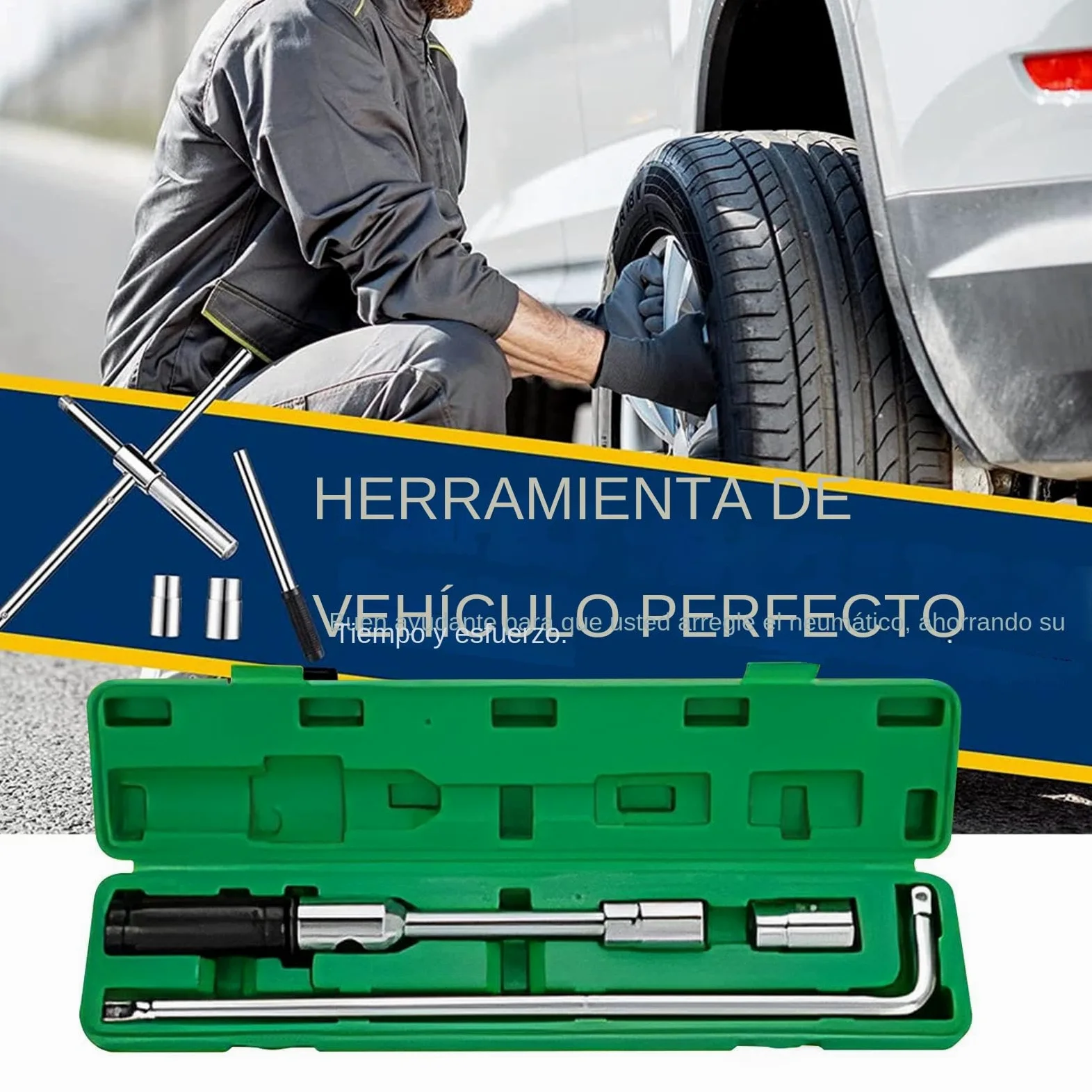 Genérico Llave para Tuercas de Coche Llave Cruzada para Tuercas de Rueda | Llave para Neumáticos Desmontable Para Coche SUV Camión Taller Y Carretera