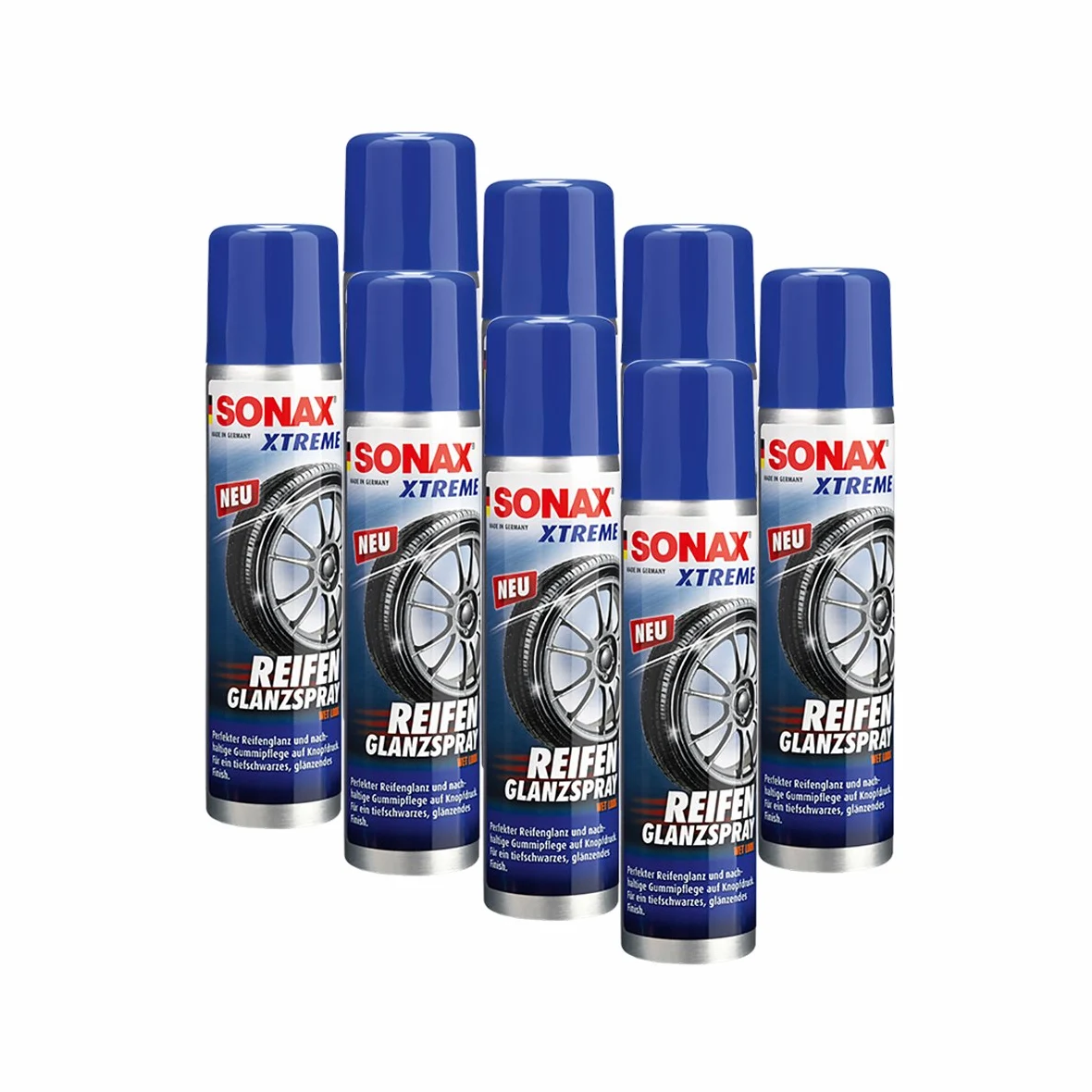 SONAX 8 x 02353000 Xtreme Neumáticos Brillo Spray Wet Look Neumáticos Spray 400 ML