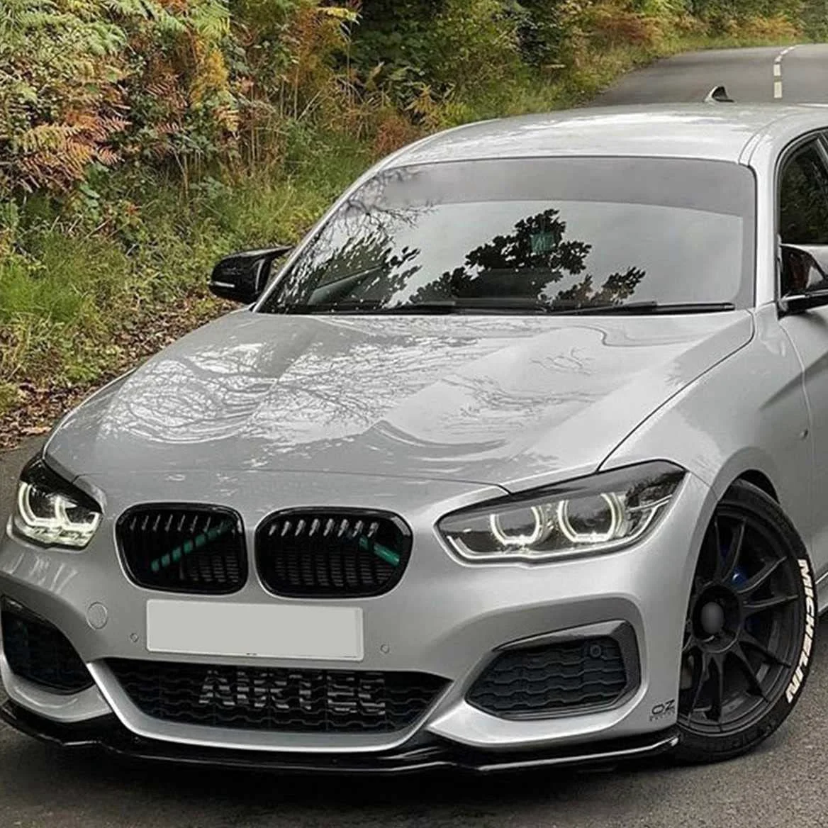 Coche AleróN Delantero Para B-MW 1 Series F20 F21 M-Pack 118i 120i 2015-2019, Labio Parachoque Spoiler Lip Trim Splitter Difusor Kit Cuerpo ProteccióN Accesorios