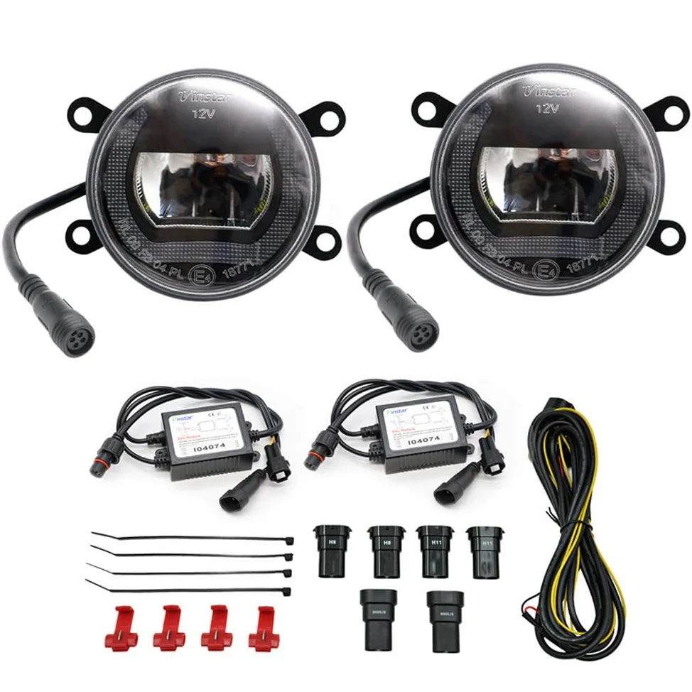 Juego de faros antiniebla LED semiuniversales + luces de circulación diurna 'U-Shape' - Diámetro 90mm - ECE-R19/R87 homologación E