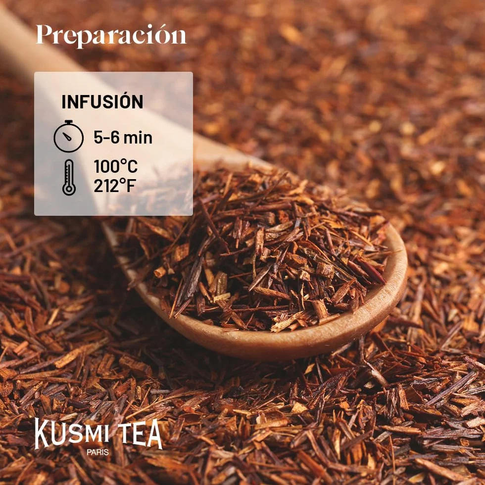 Kusmi Tea Rooibos Vainilla Té Rojo Orgánico Infusión de Rooibos sin Teína 2x20 Bolsitas