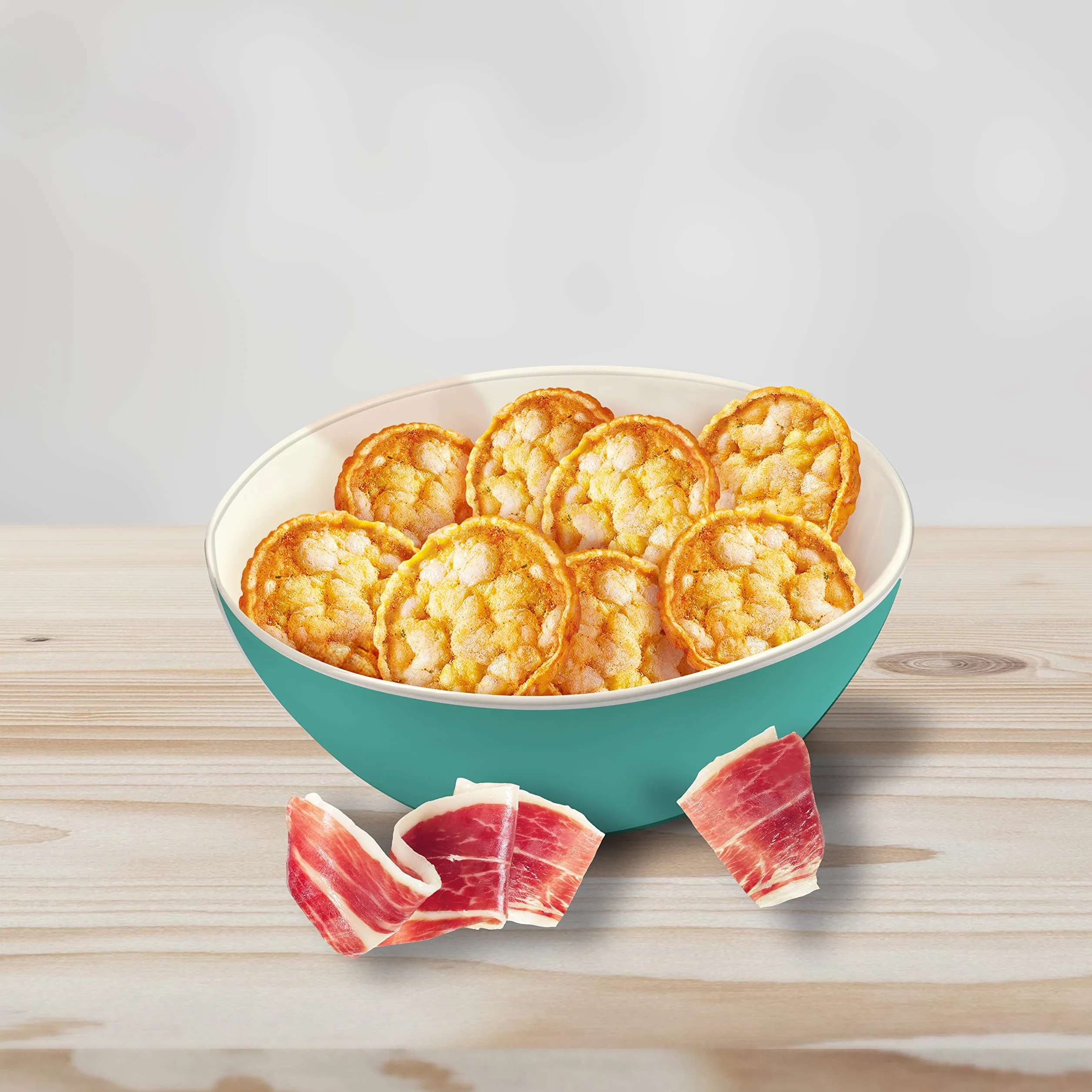 Bicentury Mini Tortitas de Cereales Sabor Jamón Ibérico Snack Crujiente 7 unidades