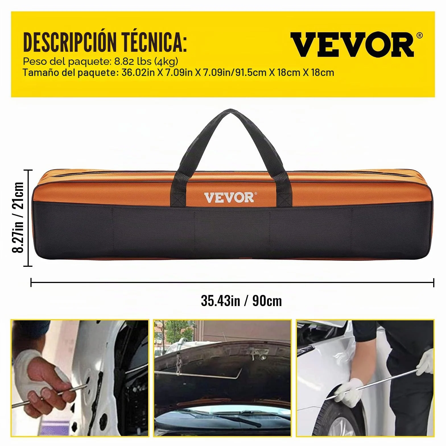 VEVOR Kit de eliminación de abolladuras sin Pintura 20 PCS Kit de Varilla de eliminación de abolladuras de carrocería de Acero Inoxidable con Bolsa para Mantenimiento de Taller de abolladuras Menores