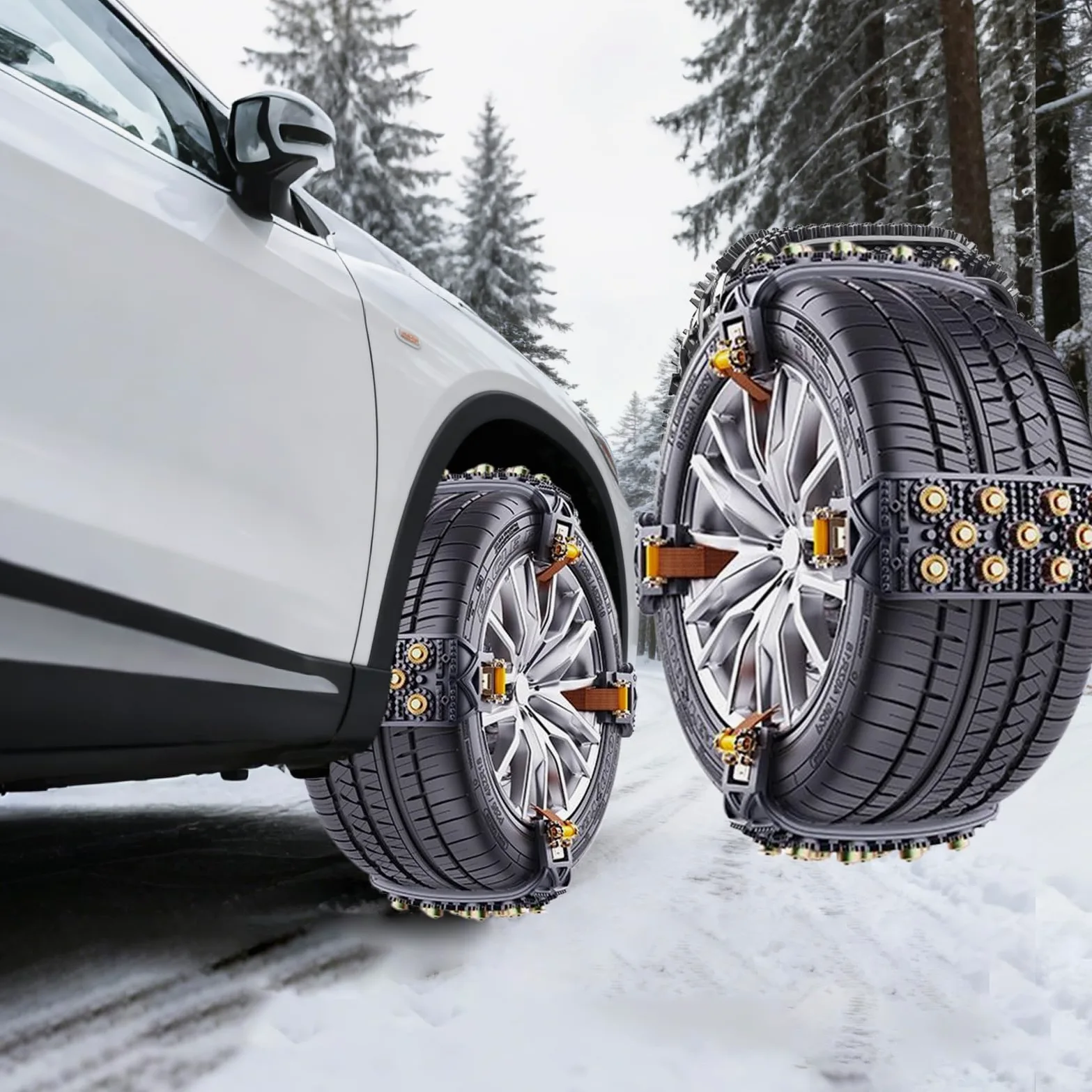 Cadenas de Nieve para Camiones Correas De Instalación En 5 Segundos | Compatibles Con Ruedas 165-265mm Cadenas Antideslizantes Invierno Para Viaje Cortacésped SUV Remolque Clima
