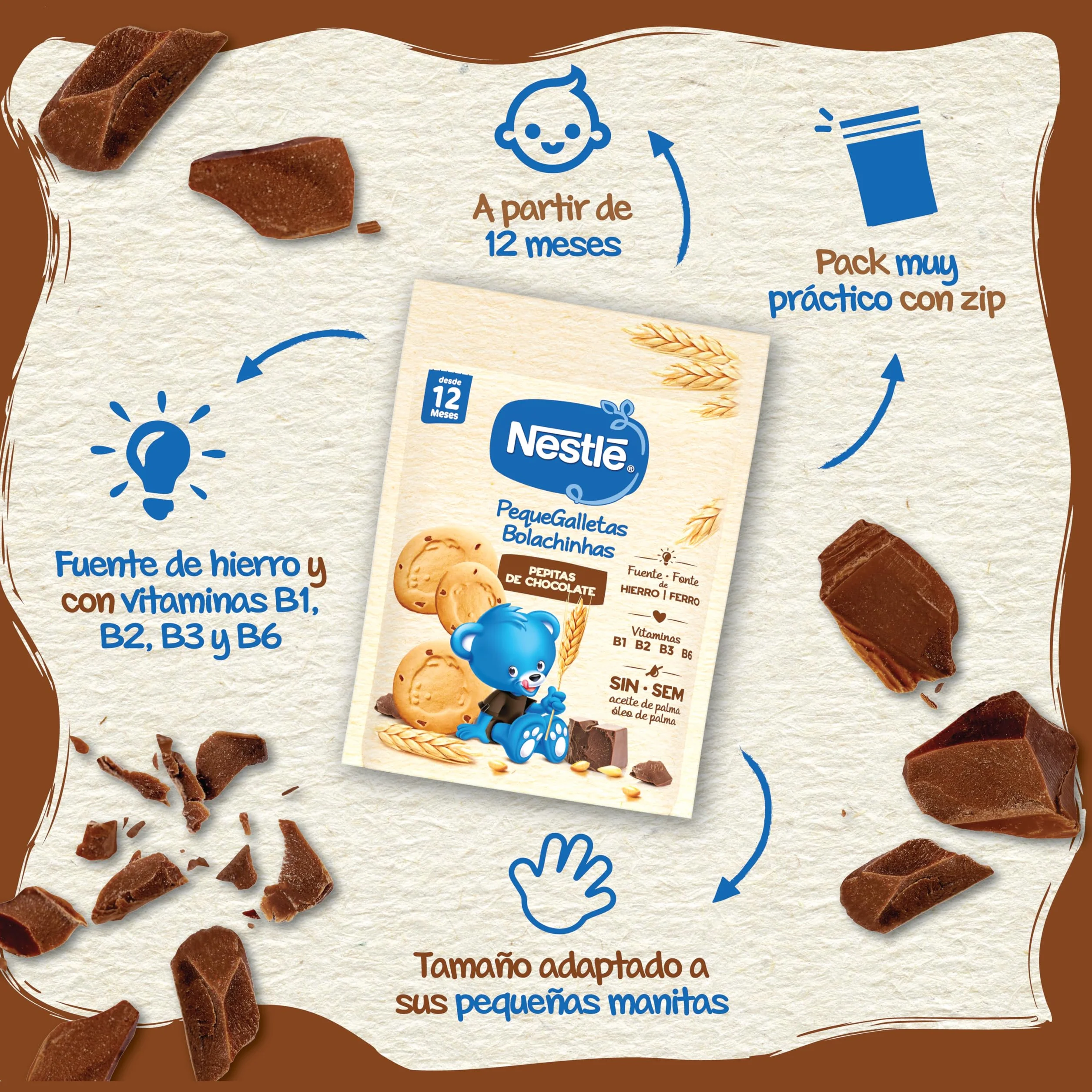 NESTLÉ PequeGalletas Choco 150g 6 bolsas para bebés desde 12 meses