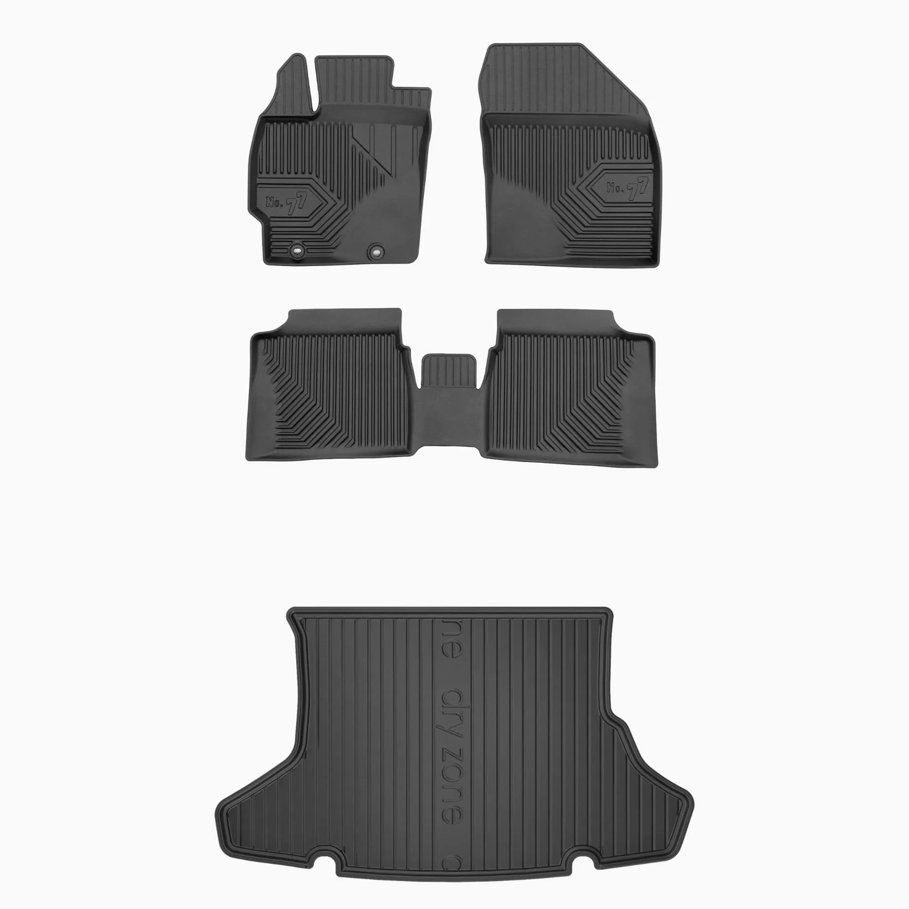 FROGUM Un Juego de Alfombrillas de Goma para Coche y cubeta Maletero exclusivas Alfombras para Toyota Prius III 2009-2015 | Borde Alto | para Todo el año | Al tamaño