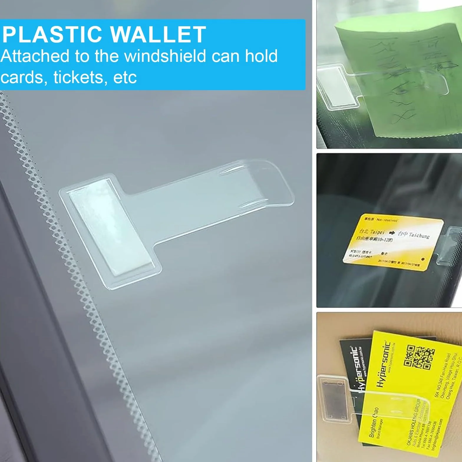 12 Piezas Soportes de Tickets para Coche Transparentes y Porta Tarjetas para Coche Clip para Boletos de Parabrisas Adhesivo Fundas para Justificantes de Aparcamiento de Plástico