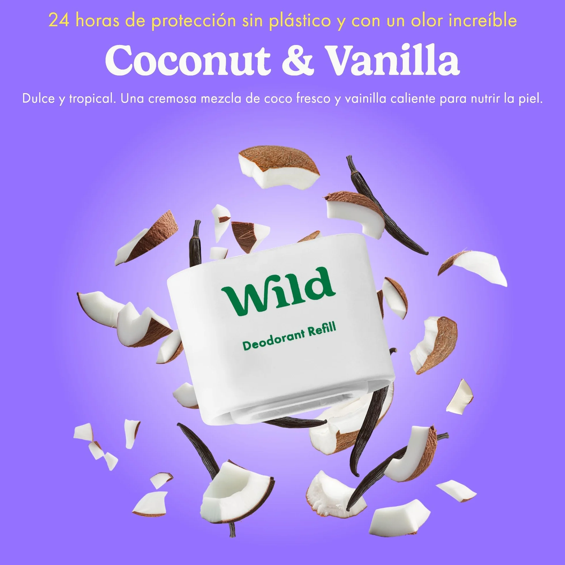Wild Desodorante Natural Recargable Sin Aluminio Pack Variado con Esencias Fresh Cotton, Sea Salt, Cherry Blossom & Coconut Vanilla