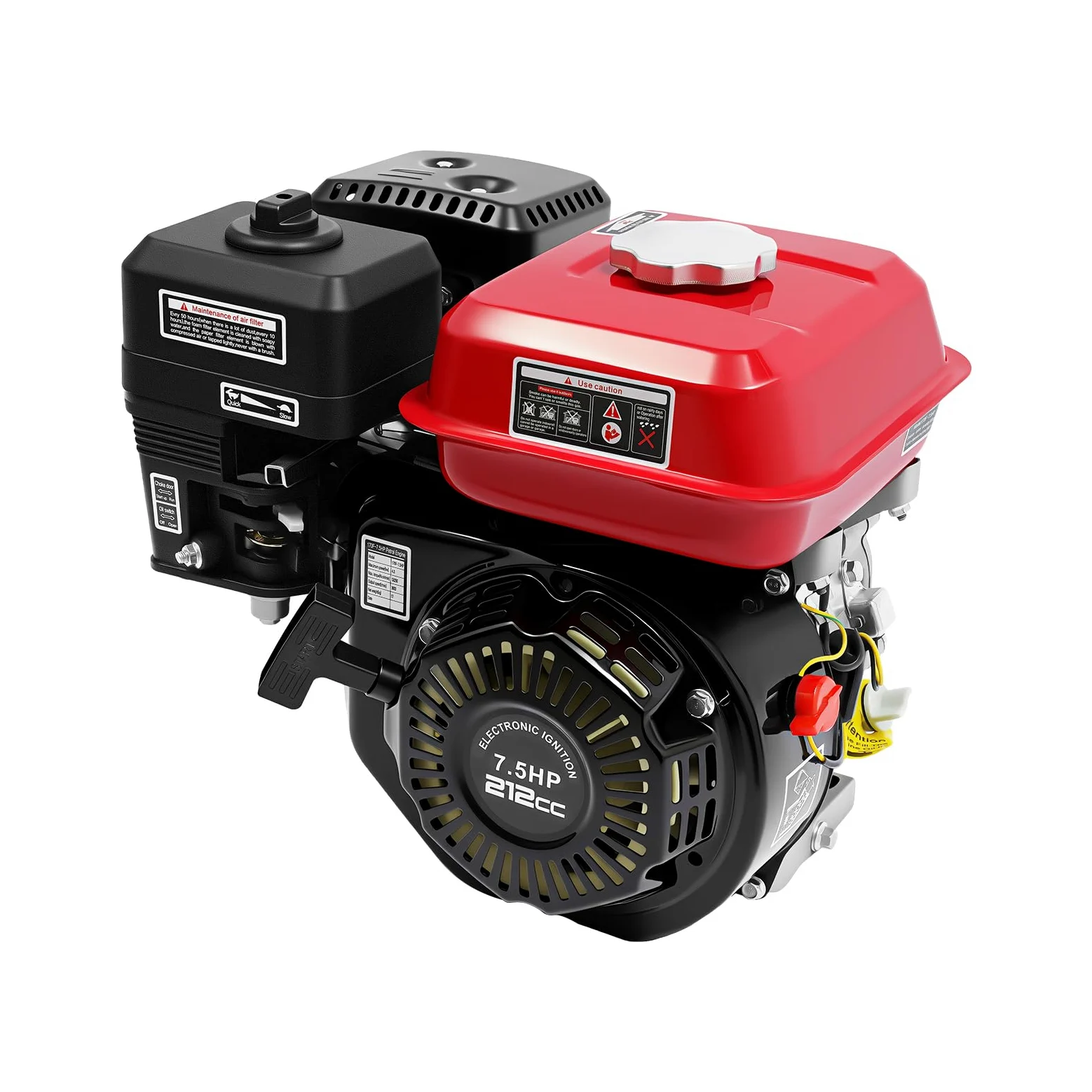 Motor de gasolina de 7,5 CV de 4 tiempos, 212 cm³, motor monocilín con función de alerta de aceite, arranque manual de 4 kW, potencia 3600 rpm, motor de repuesto para bombas de agua