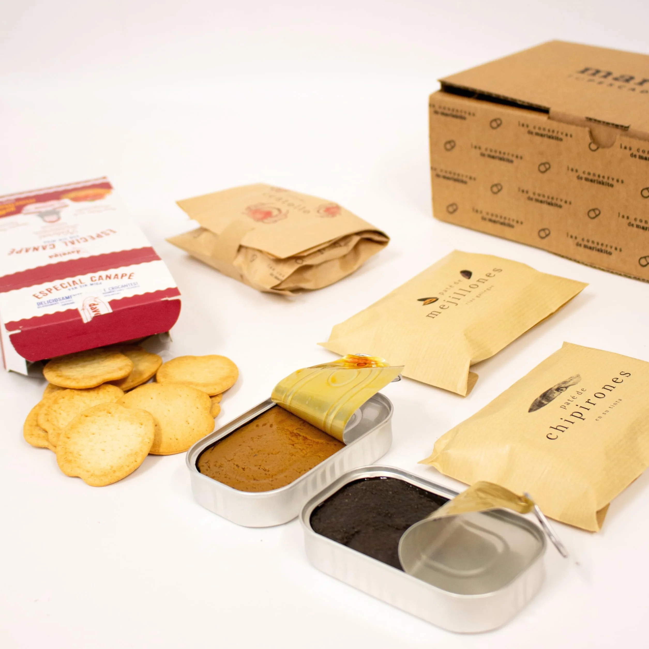Pack La Mar de Aperitivos - 5 Patés Gourmet Latas de Conservas Gallegas Cesta Regalo Estuche Productos Delicatessen