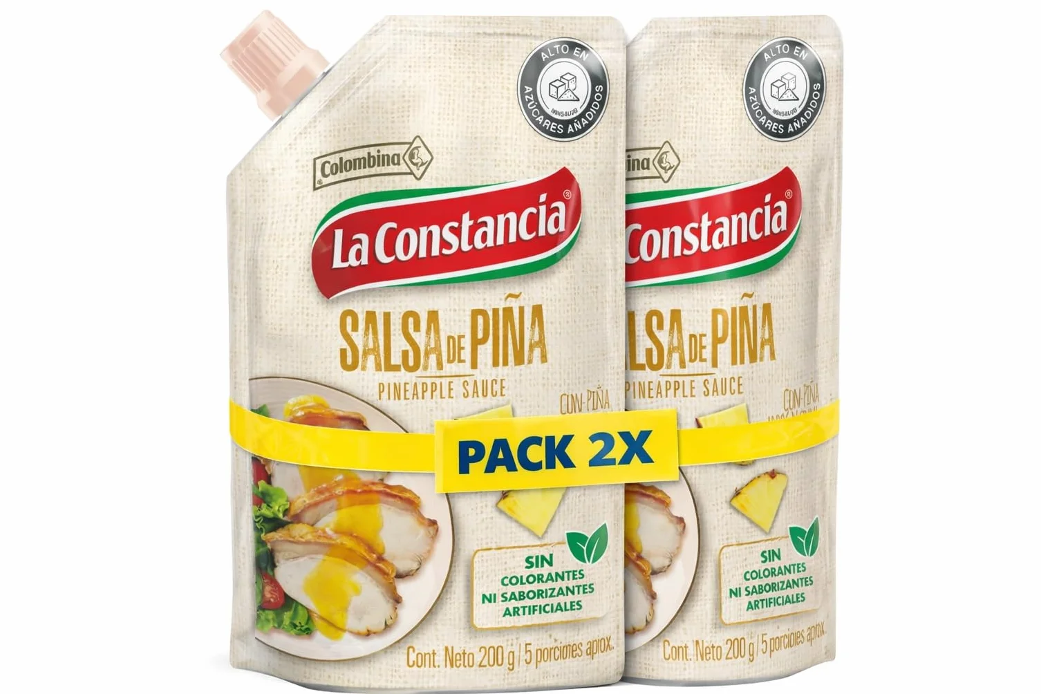 Colombina La Constancia Doy Pack Salsa de Piña 200 g x 2 Pack
