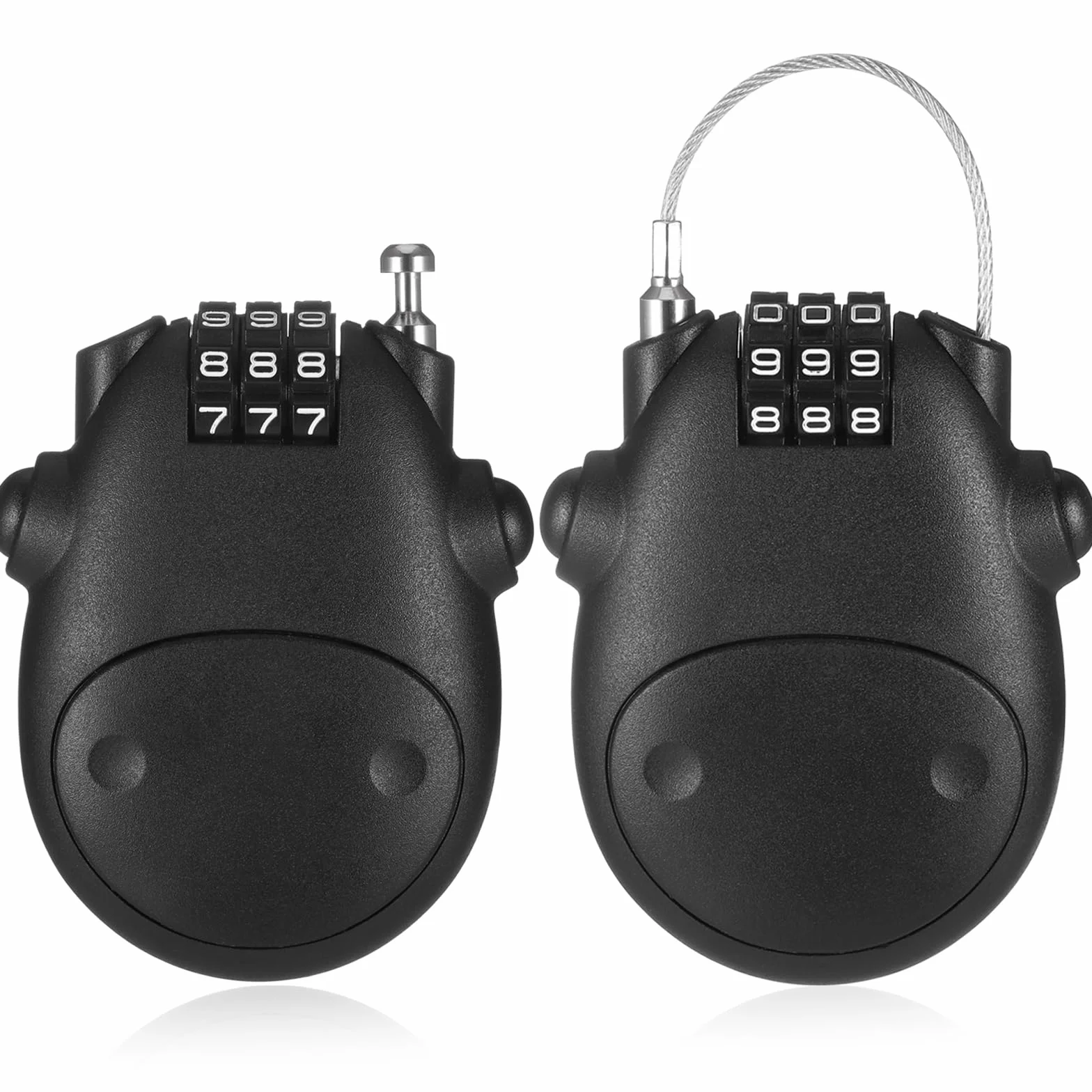 Fentar 2 candados de cable, cerradura de combinación pequeña a prueba de óxido, cerradura flexible para casco, cerradura de scooter, cerradura de bicicleta ligera, bloqueo de cable retráctil de acero