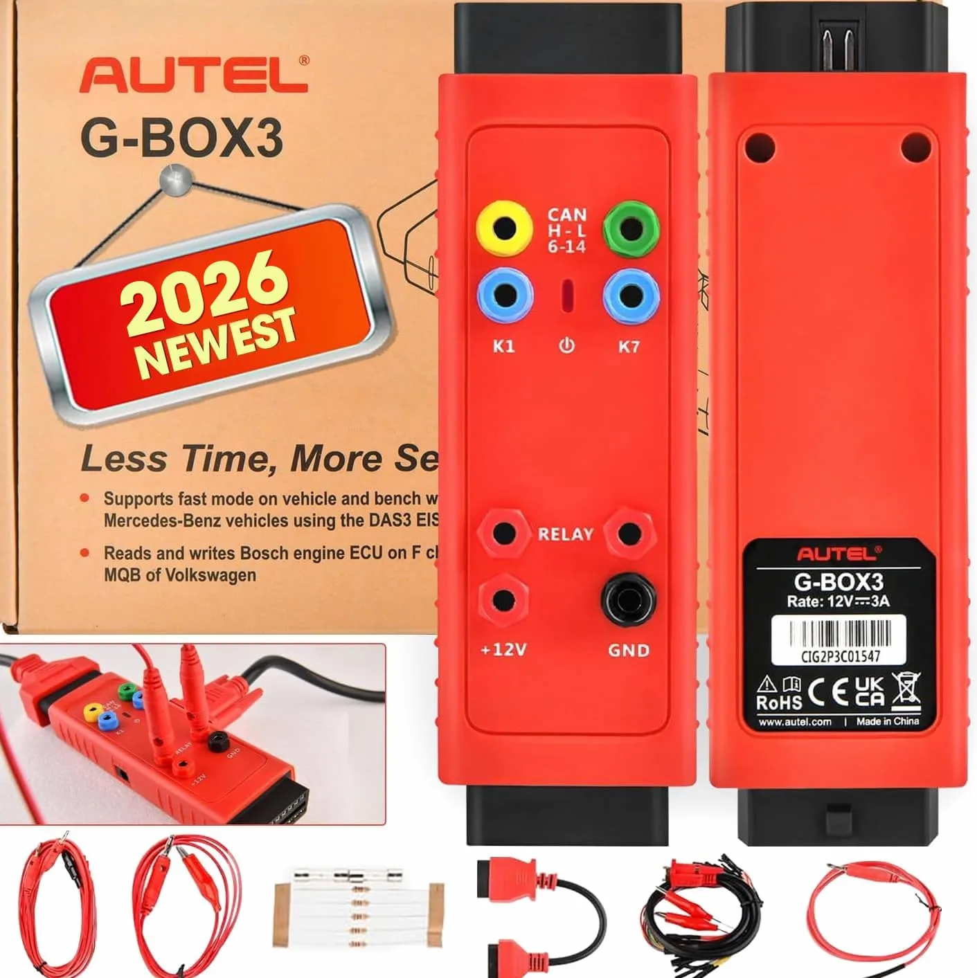 Autel GBOX3 IMMO Herramienta Accesorios programación Claves (Actualizado por GBOX2), Trabajando con Autel MaxiIM IM508/ IM508S/ IM608/ IM608 Pro II/ IM608S II/ IM100/IM600 y OTOFIX IMMO Escáneres